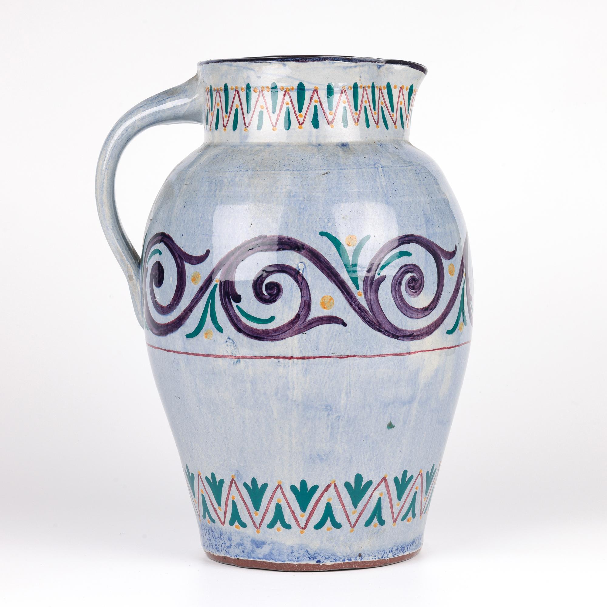 Longpark Large & Rare Art Deco Hand Painted Exhibition Art Pottery Jug For Sale 2