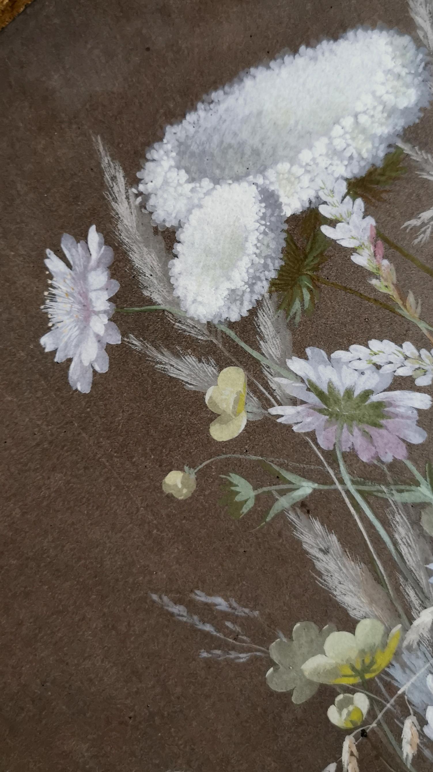 Late 19th Century Longpre Paul Watercolor Gouache 1880 Bouquet with Daisies For Sale