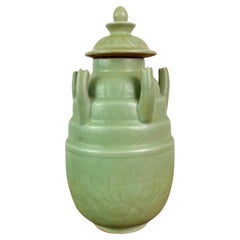 Longquan Celadon-Vase mit 5 Röhrenbezug und Deckel - 18. oder 19. Qing - Song-Stil - Chine