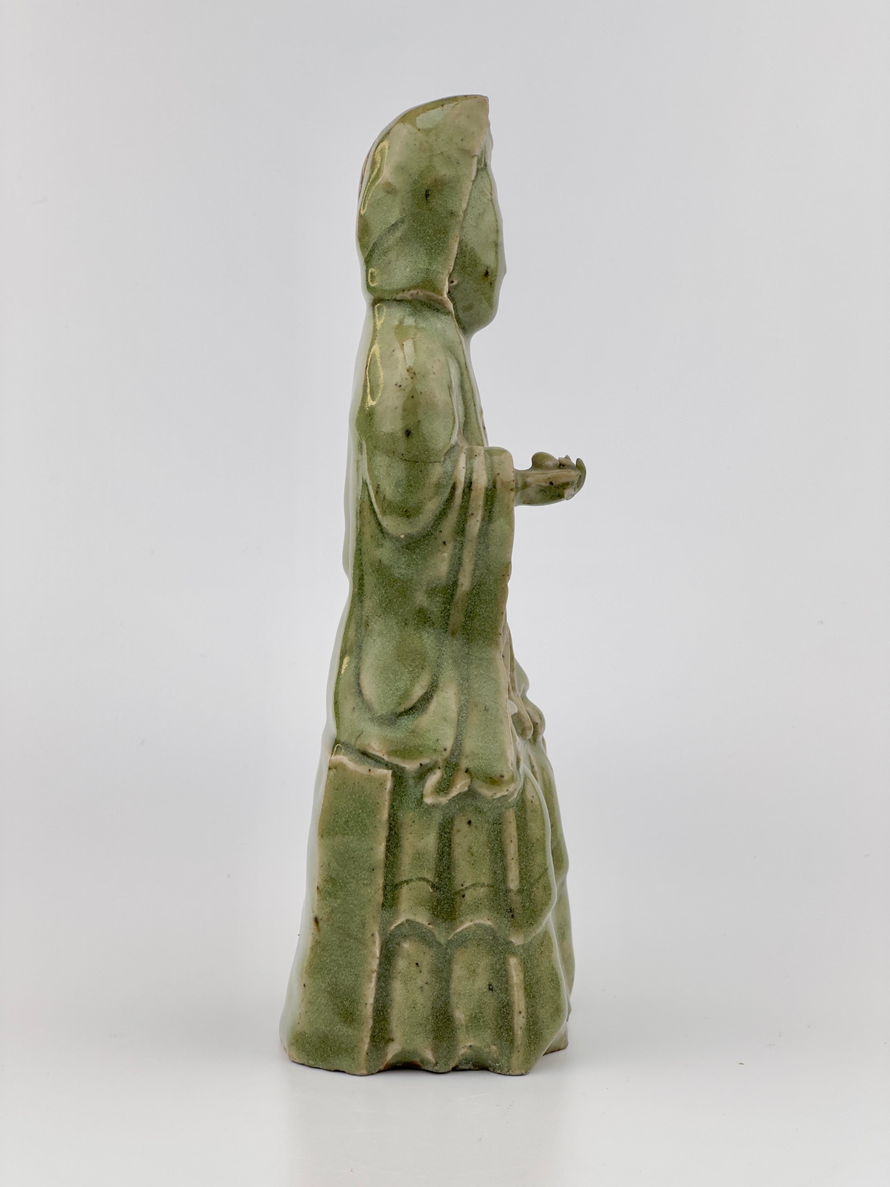 Glazed Longquan Celadon Figurine, Ming Dynasty (1368-1644) For Sale
