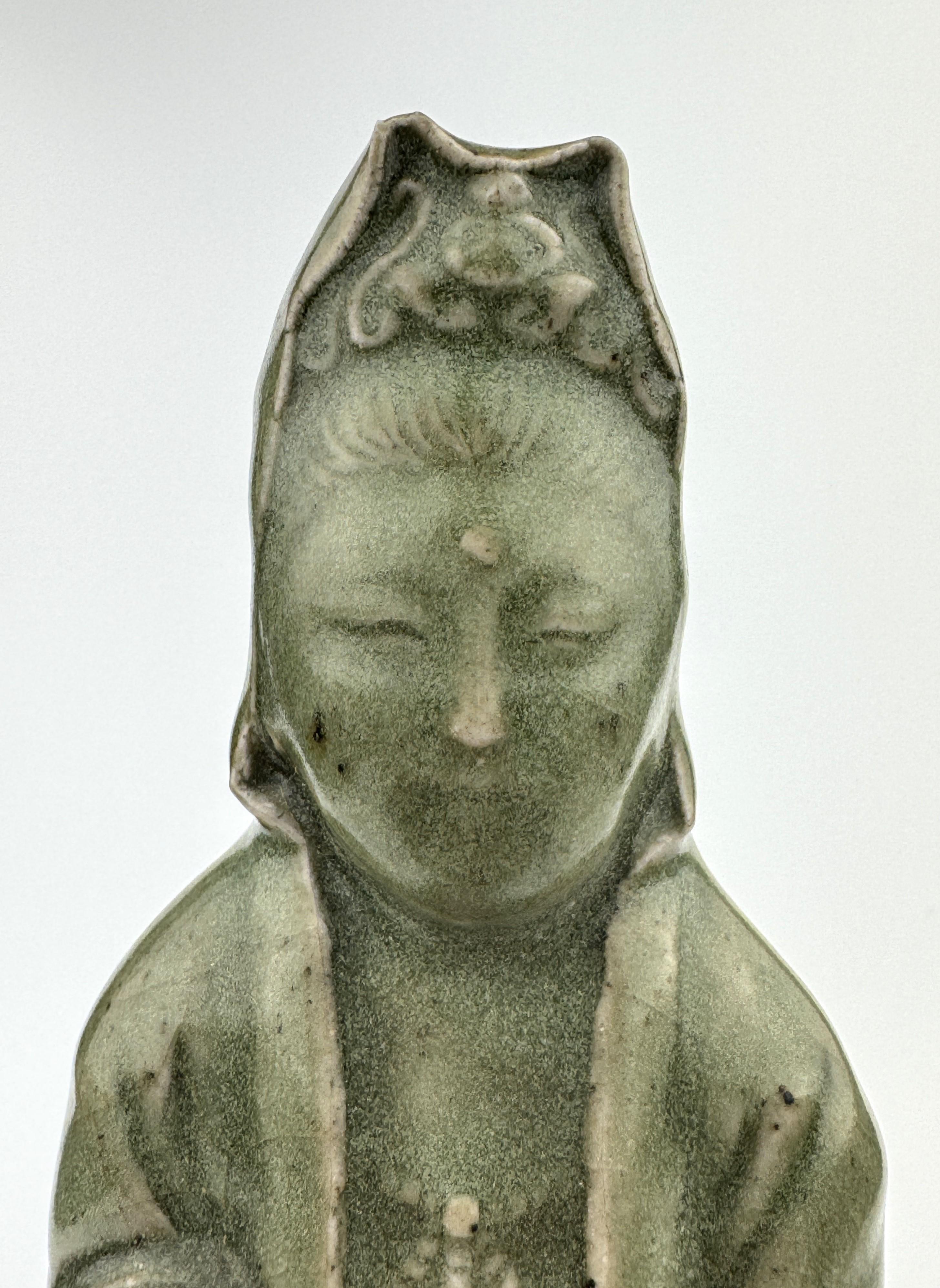 18th Century and Earlier Longquan Celadon Figurine, Ming Dynasty (1368-1644) For Sale
