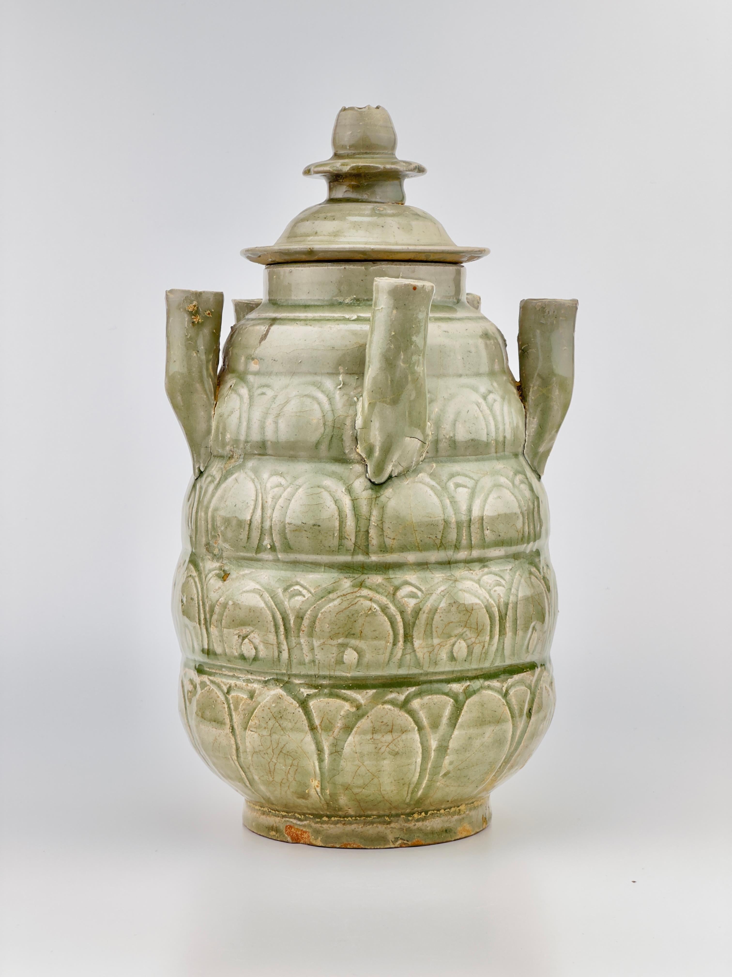 Ming Longquan Celadon Five-Spouted Jar, Northern Song Dynasty (AD 960~1127) For Sale