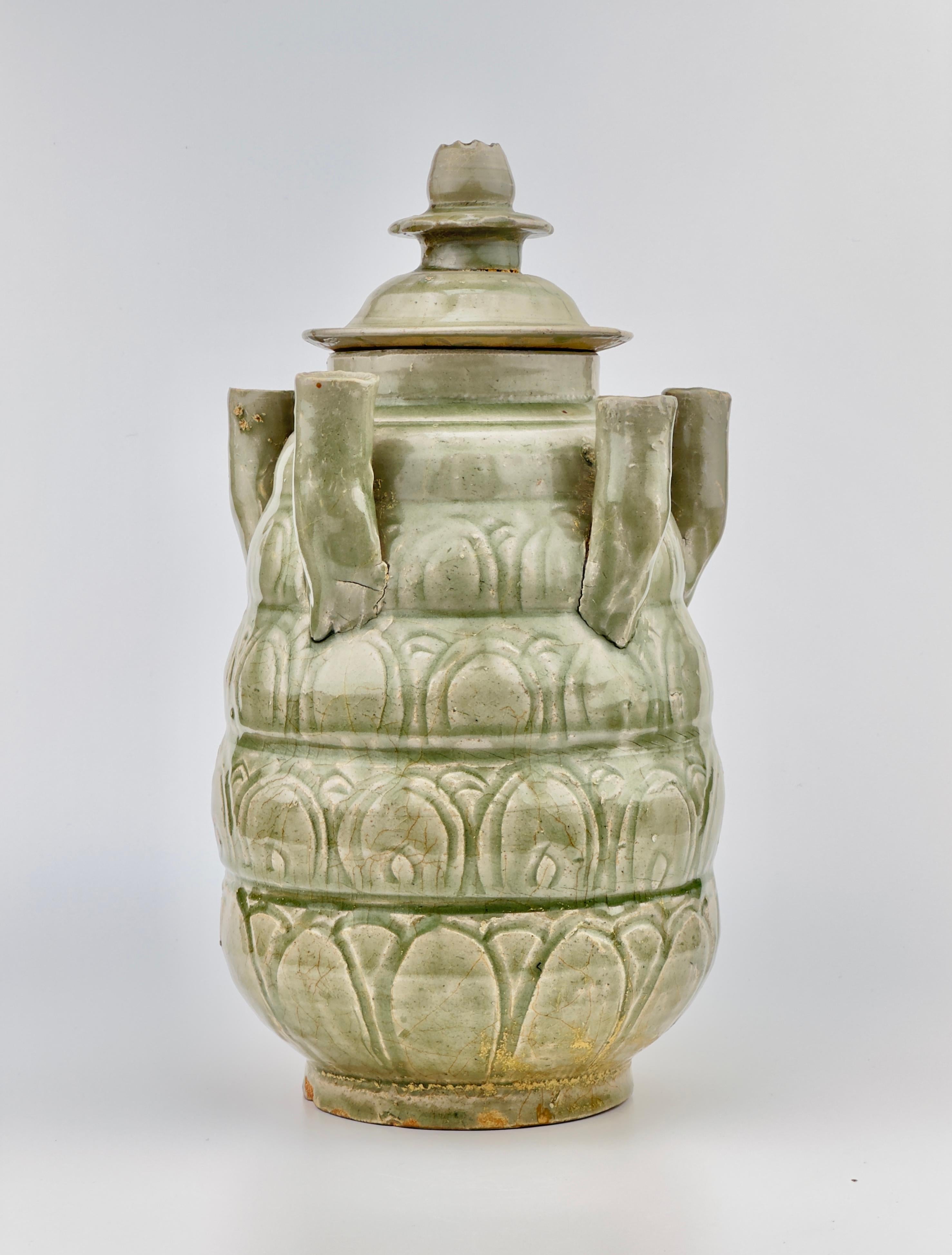 Chinese Longquan Celadon Five-Spouted Jar, Northern Song Dynasty (AD 960~1127) For Sale