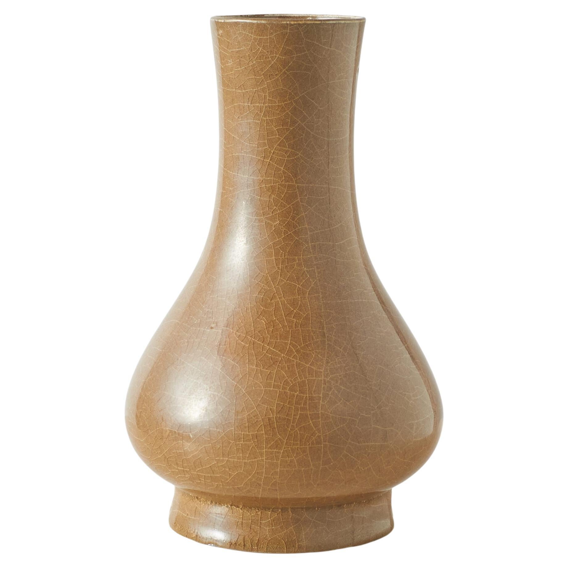 Longquan-Celadon-Vase mit brauner Teerosenglasur im Angebot