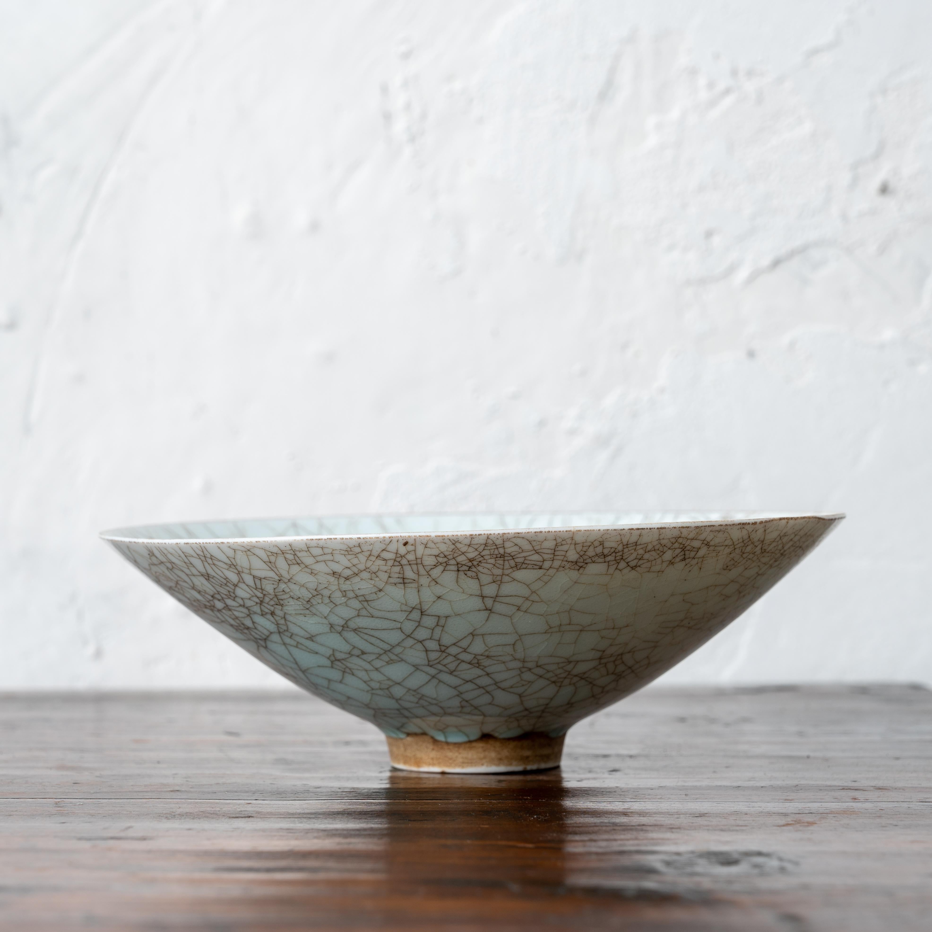 Chinese Longquan Style Celadon Conical Bowl For Sale