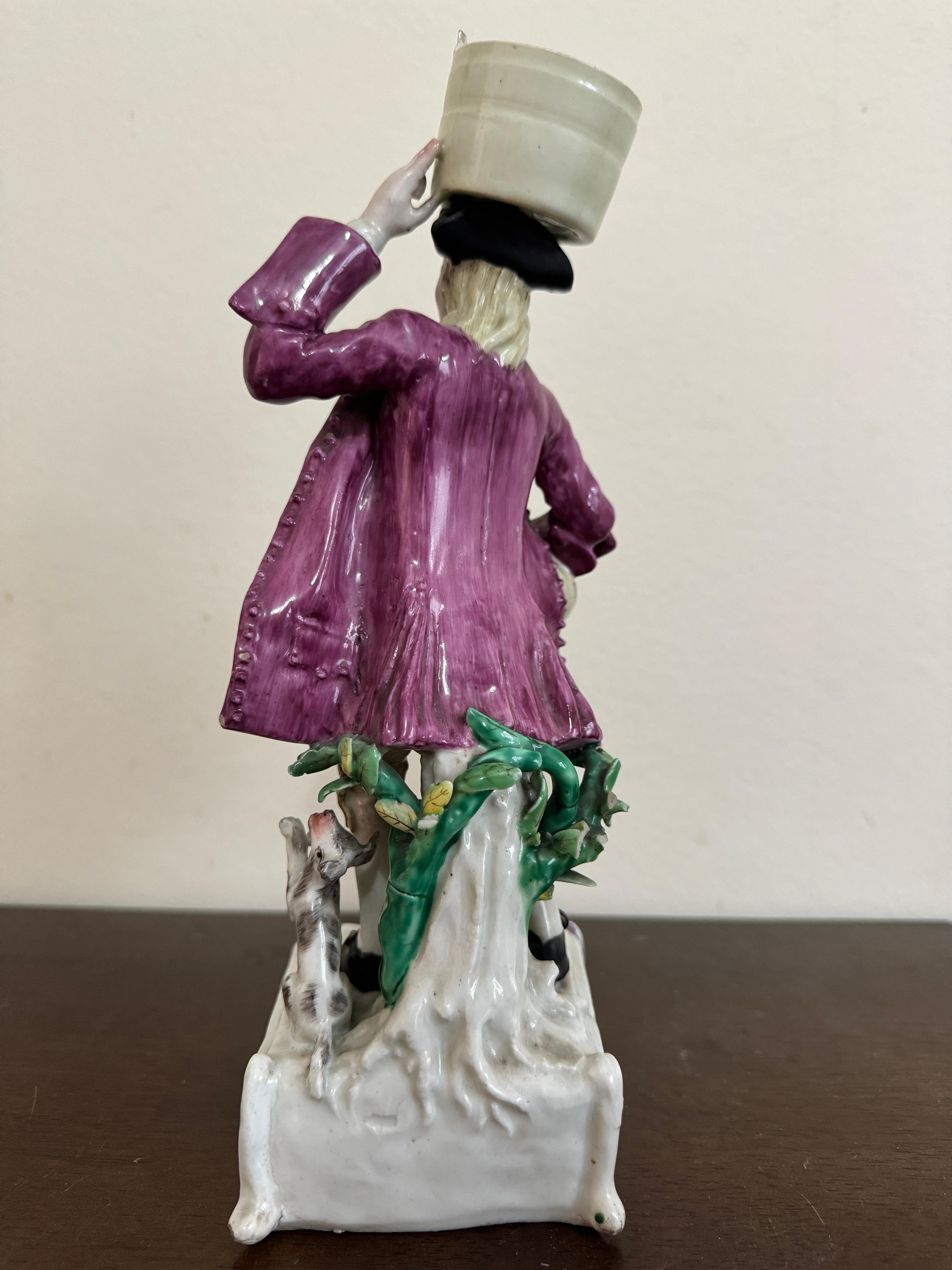 Figura de lechero de Longton Hall, hacia 1755 Pintado a mano en venta