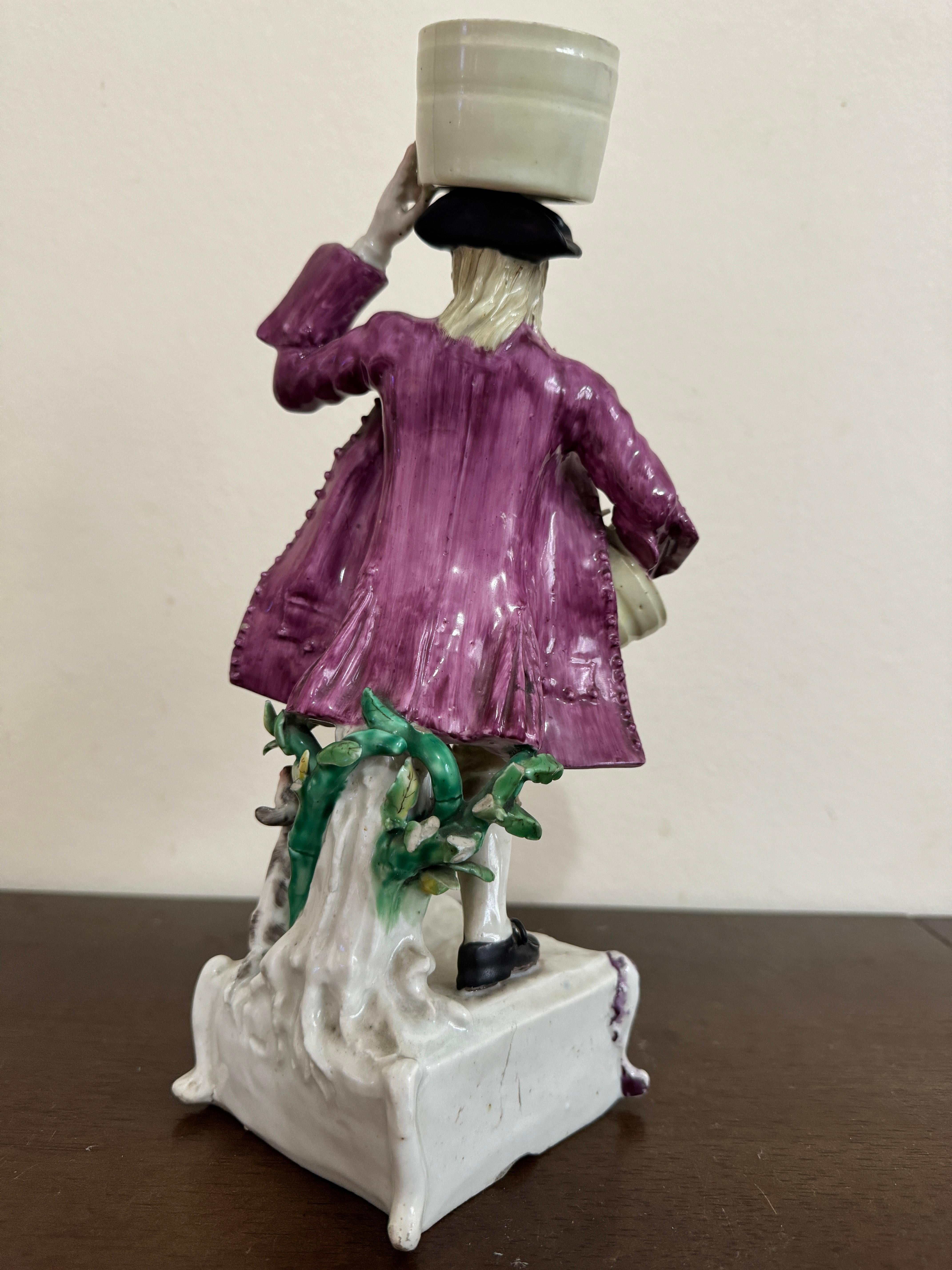 Figura de lechero de Longton Hall, hacia 1755 en Bueno estado para la venta en Basildon, GB