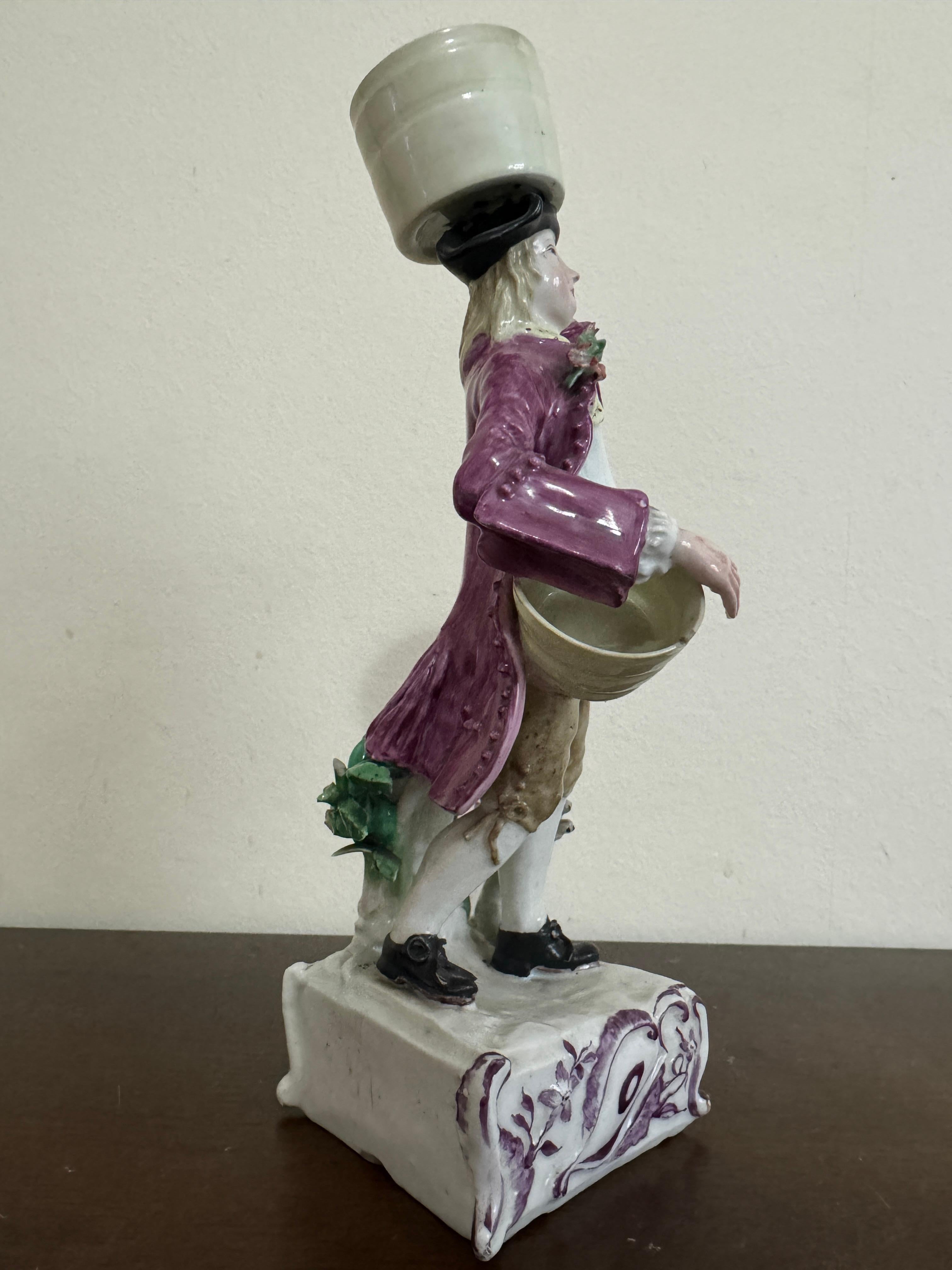 Figura de lechero de Longton Hall, hacia 1755 Porcelana en venta