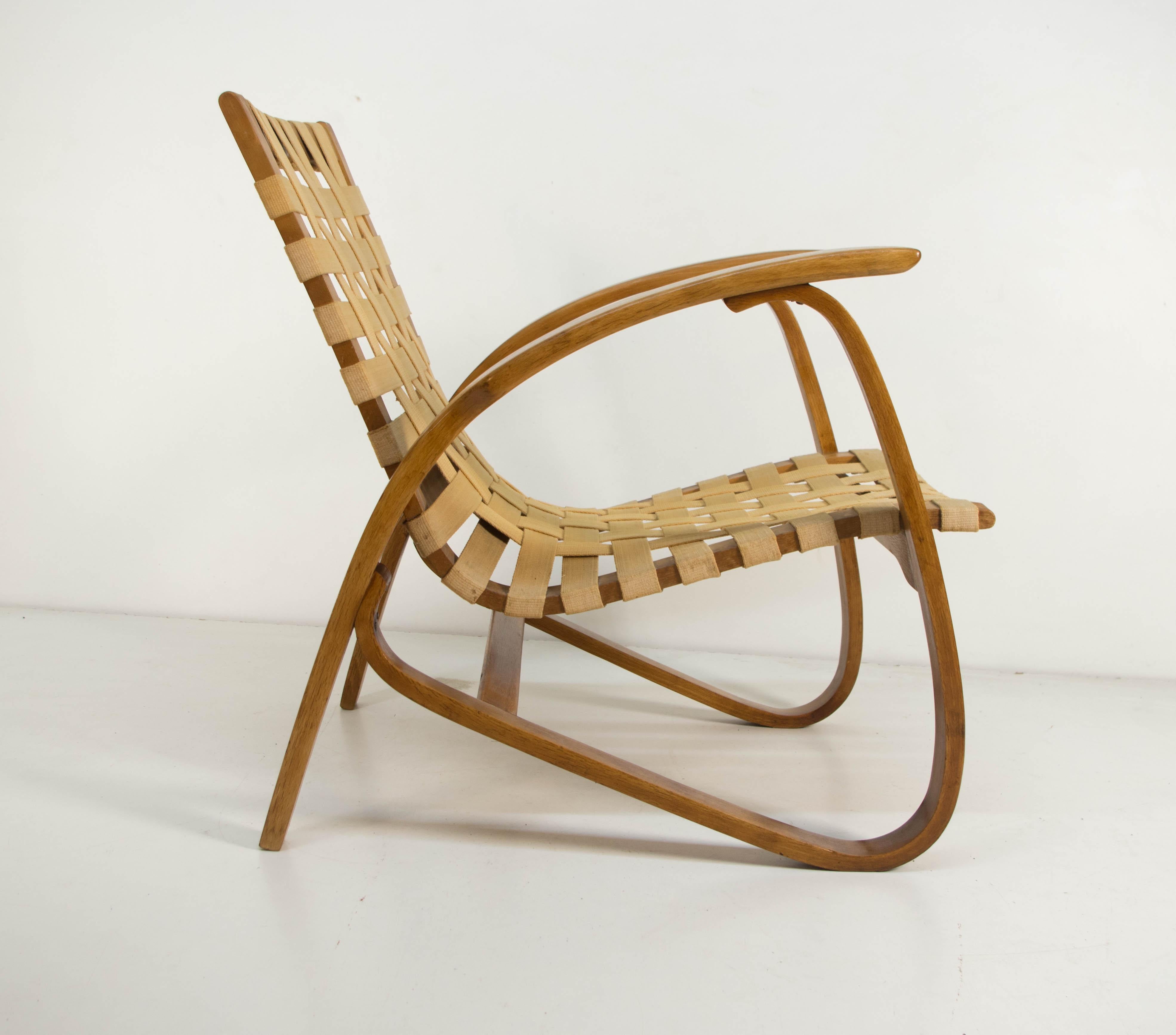 Longue Art Deco Armchair by Jan Vanek, 1930s In Good Condition In Praha, CZ