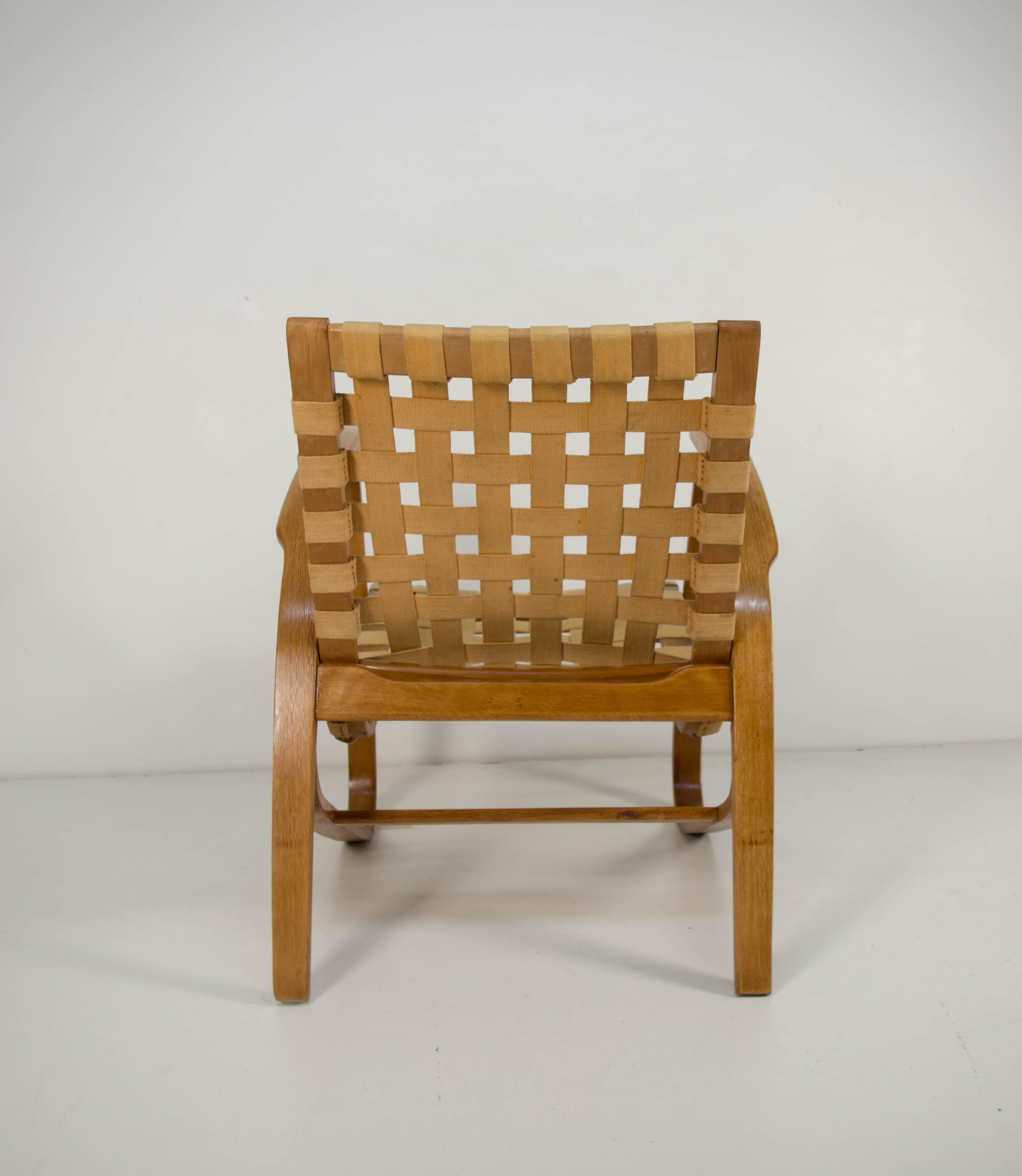 Mid-20th Century Longue Art Deco Armchair by Jan Vanek, 1930s
