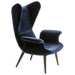 Poltrona con schienale alto in tessuto o pelle "Longwave" di Moroso per Diesel