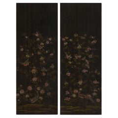 Longwood Black Crackle Hand-painted Diptych Mural