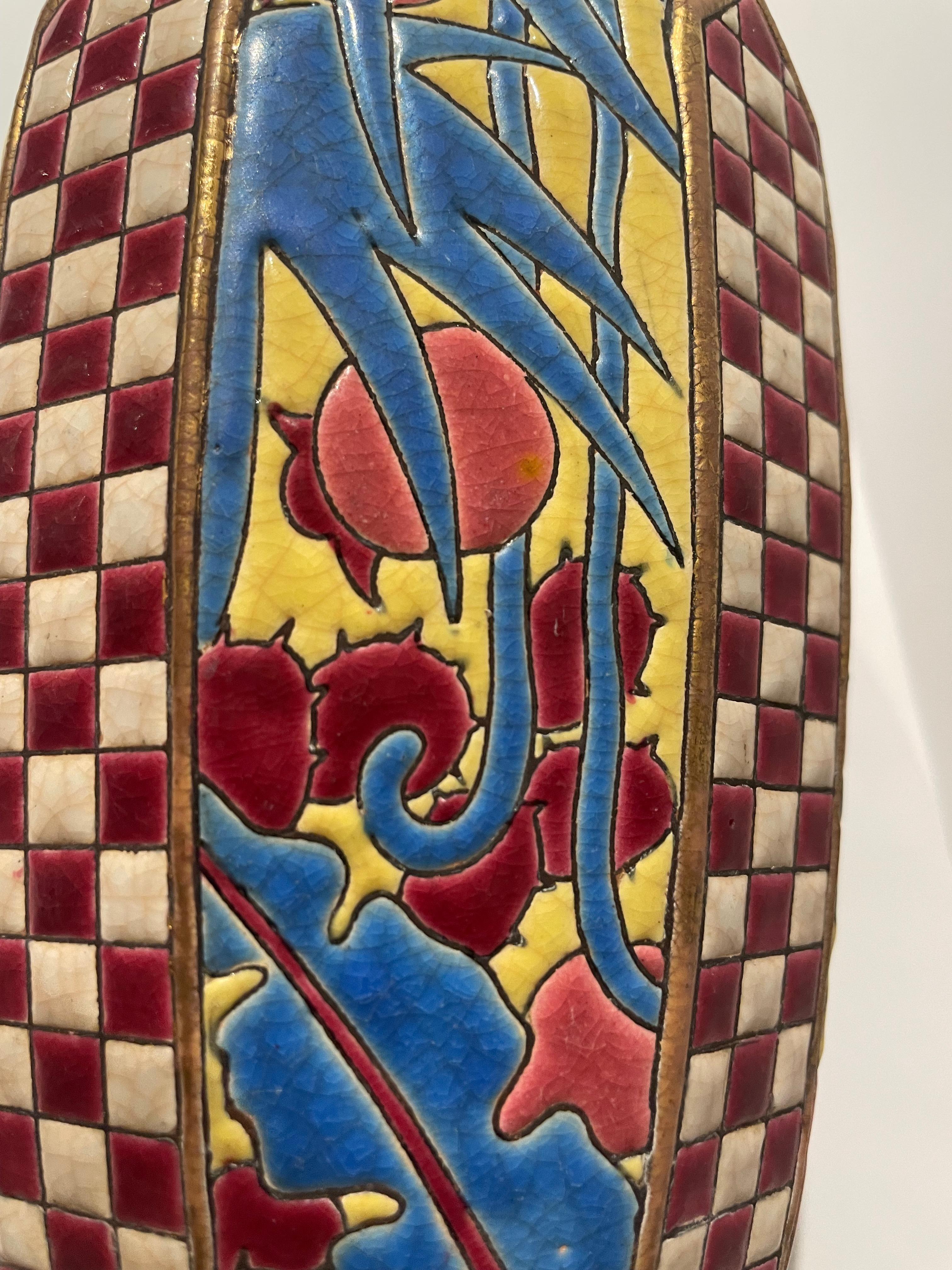 Longwy Art Deco French Cloisonné Ceramic Vase 5