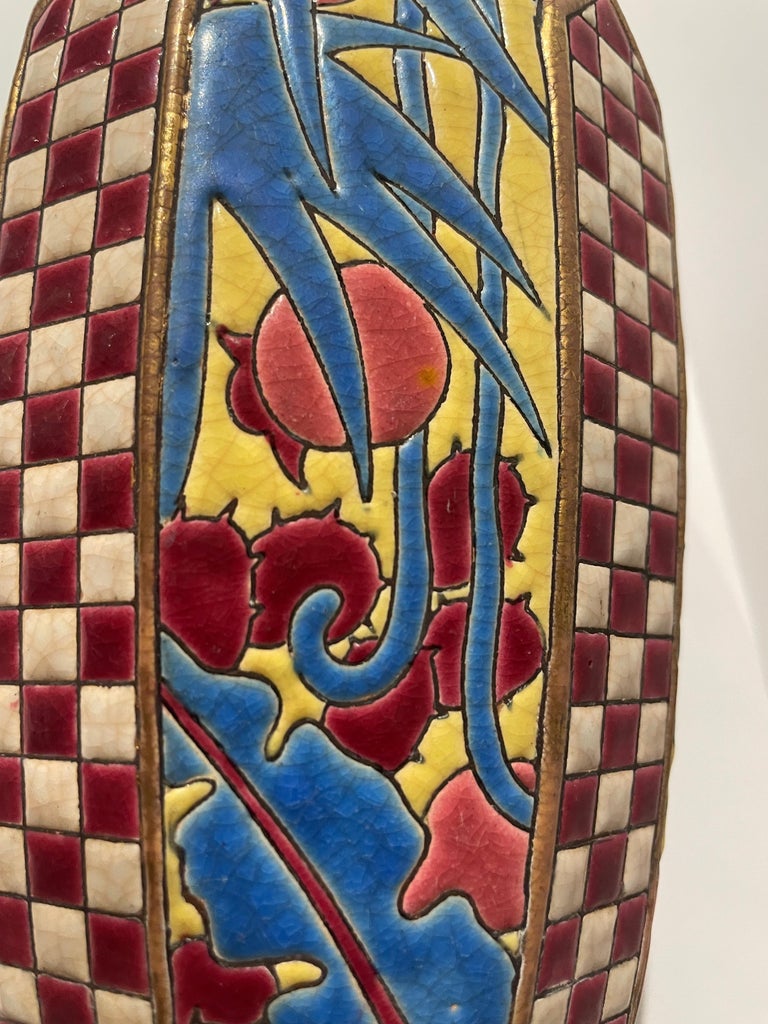 Longwy Art Deco French Cloisonné Ceramic Vase For Sale 5