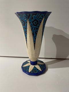 Longwy Art Deco French Cloisonné Ceramic Vase