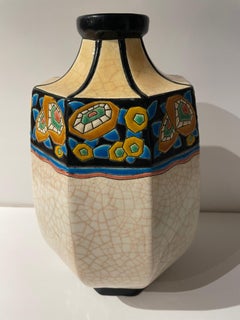 Longwy Art Deco French Cloisonné Ceramic Vase