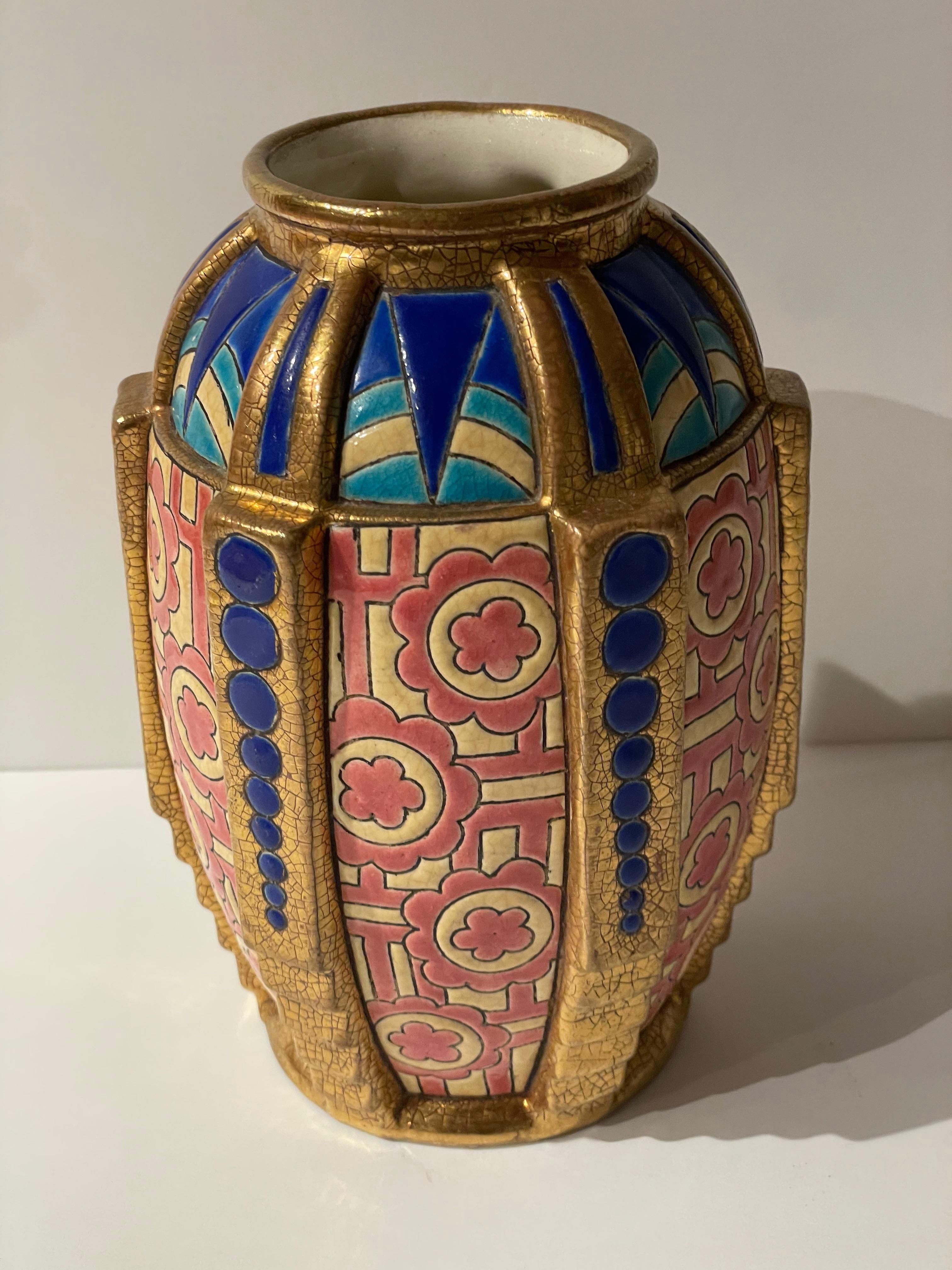 Cloissoné Longwy Art Deco French Cloisonné Ceramic Vase