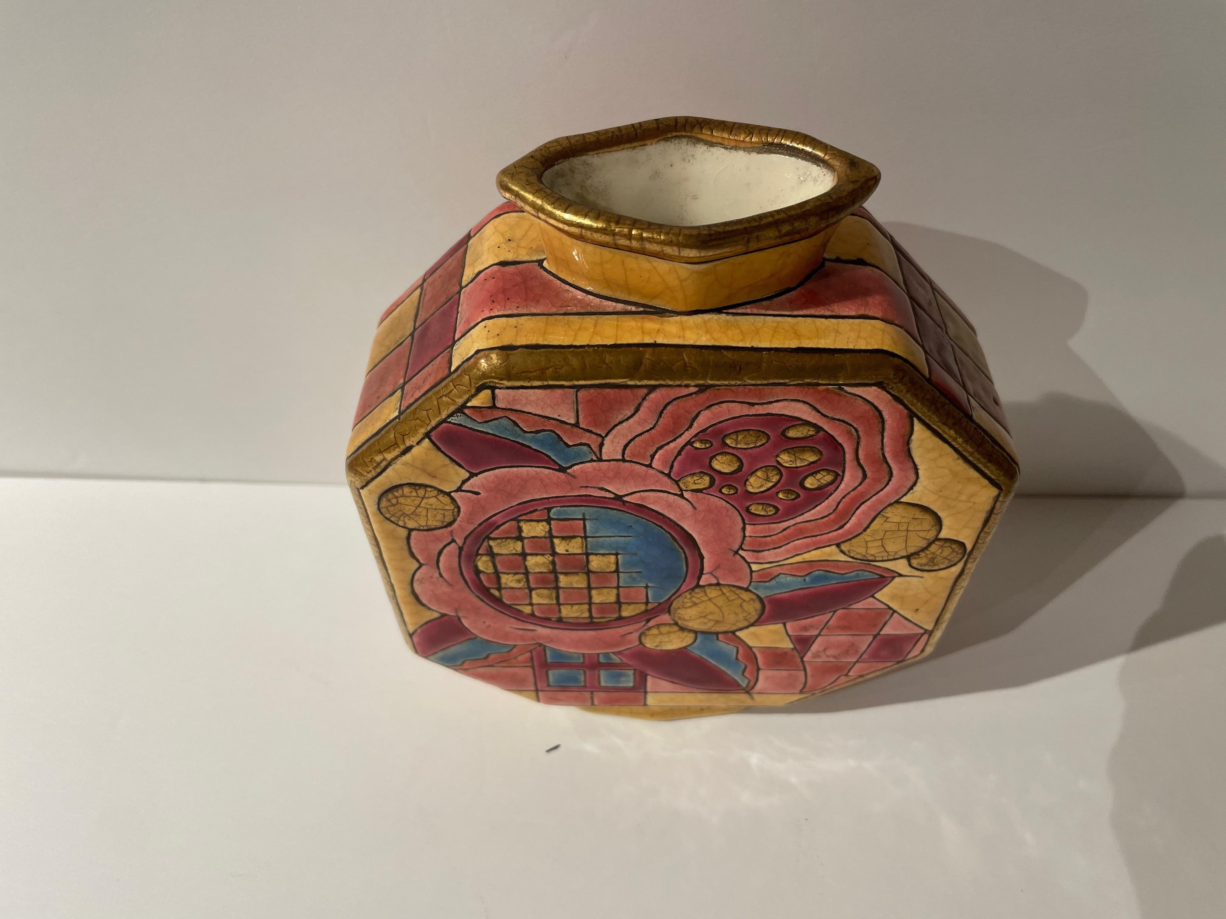 Cloissoné Longwy Art Deco French Cloisonné Ceramic Vase