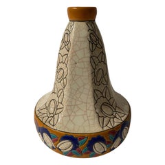 Longwy Art Deco French Cloisonné Ceramic Vase