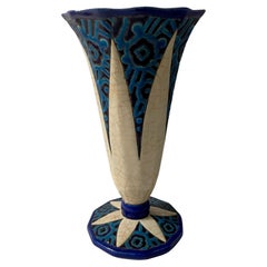 Longwy Art Deco French Cloisonné Ceramic Vase