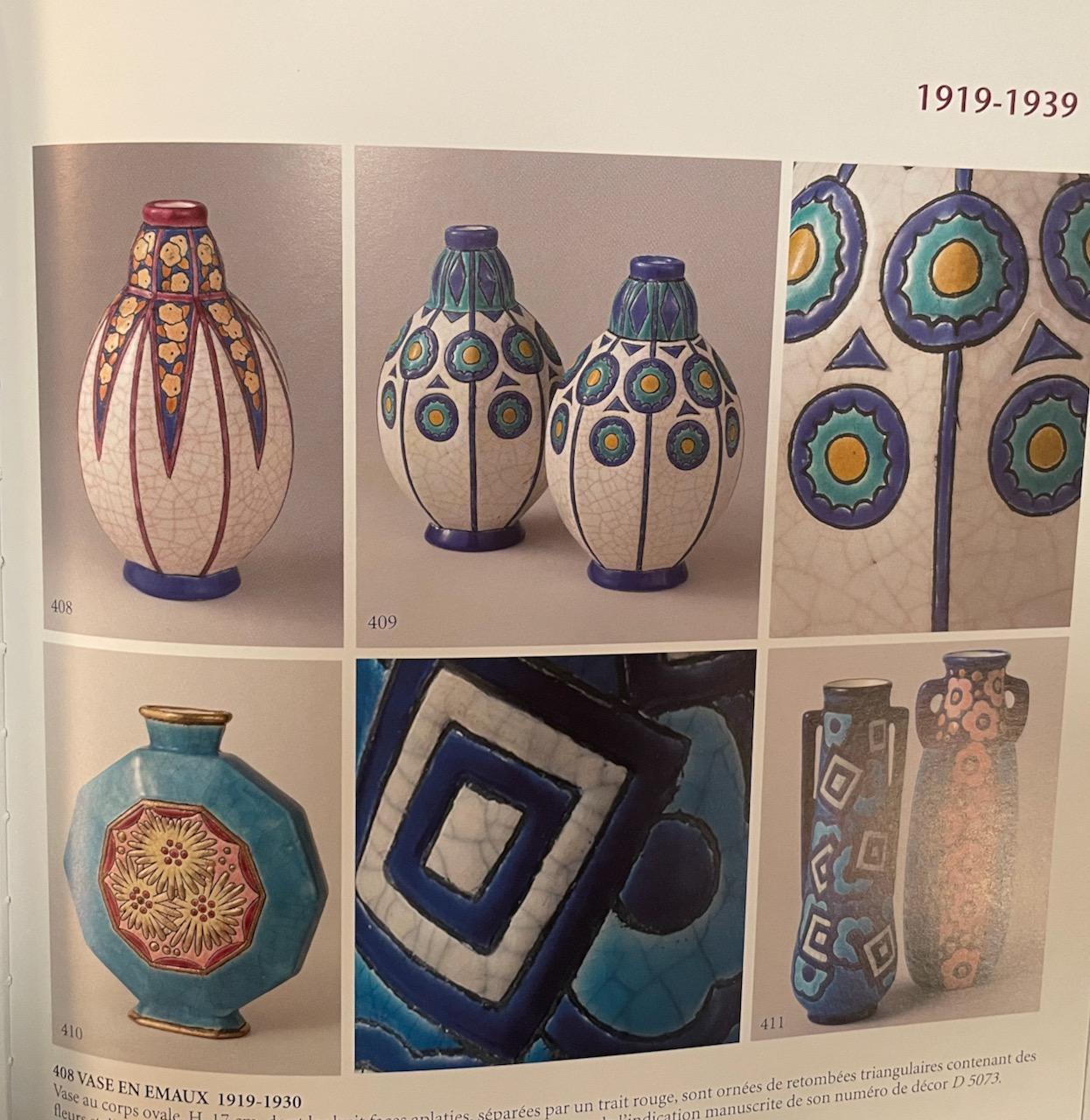 Longwy Cloisonné Ovid Shaped Vase Unique French Art Deco For Sale 1
