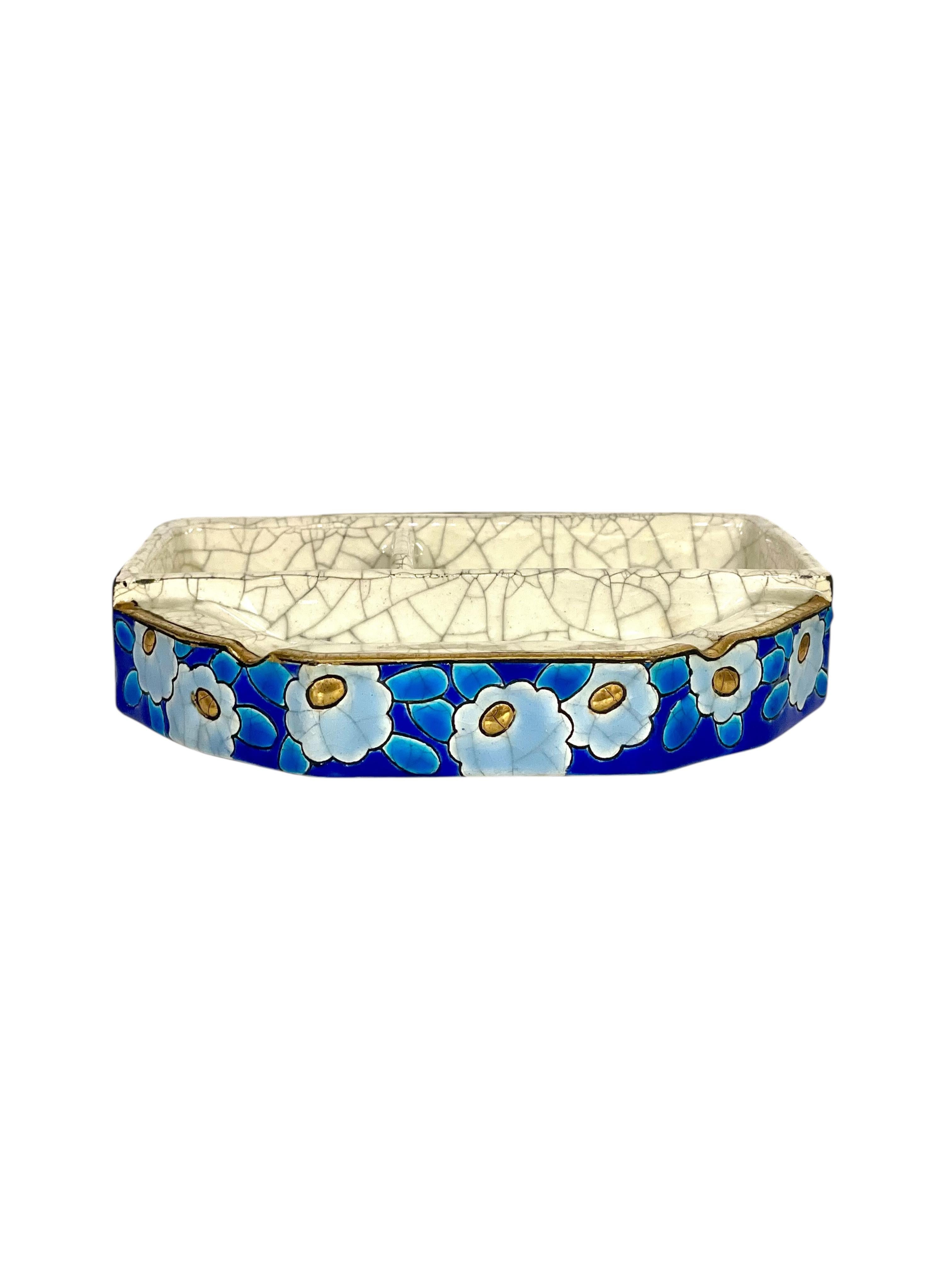Catchall con Tapa Floral Esmaltado Longwy en venta 5