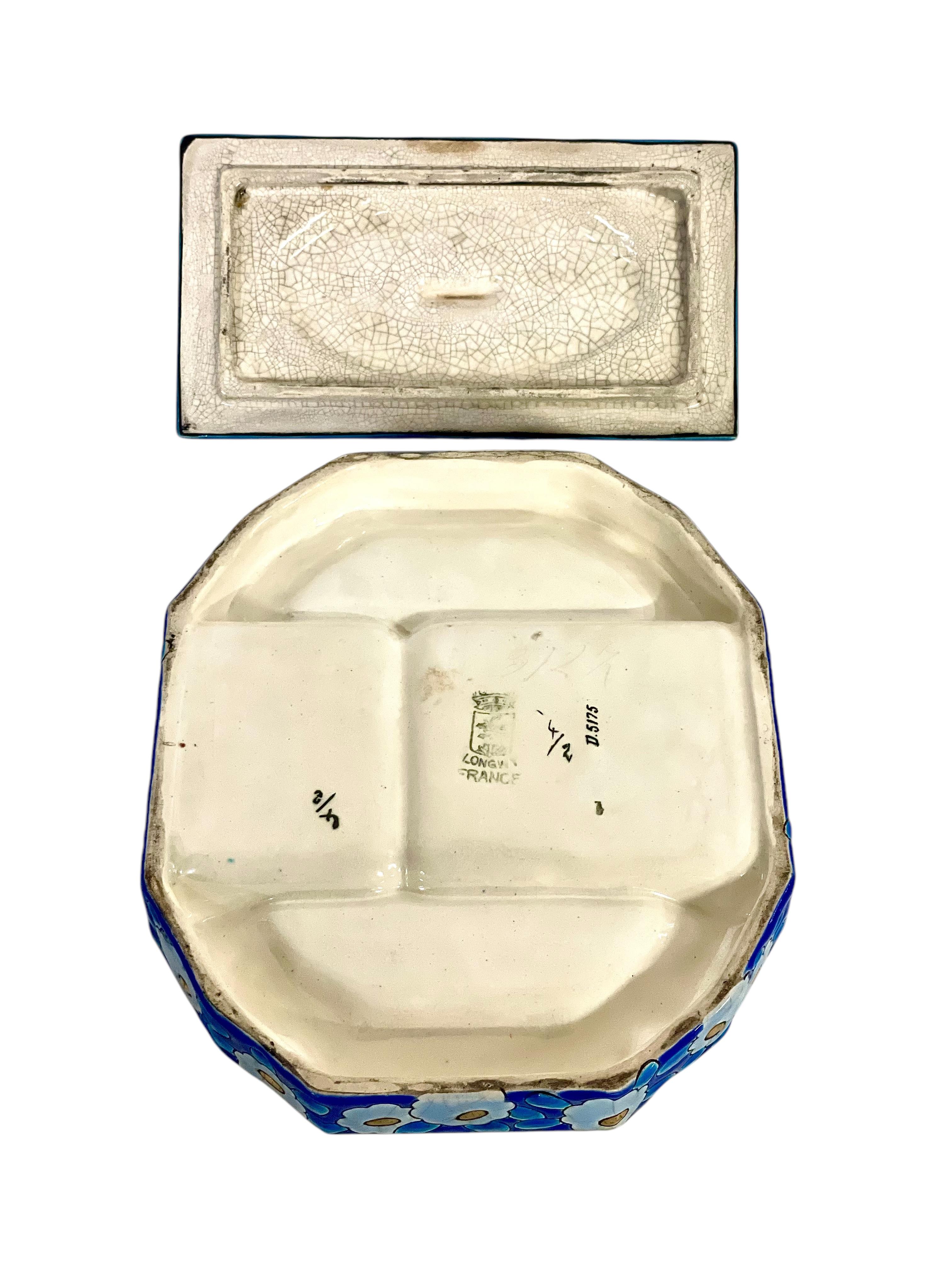 Catchall con Tapa Floral Esmaltado Longwy en venta 12