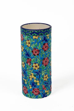 Longwy Enameled Ceramic Vase, France, early 20th Century