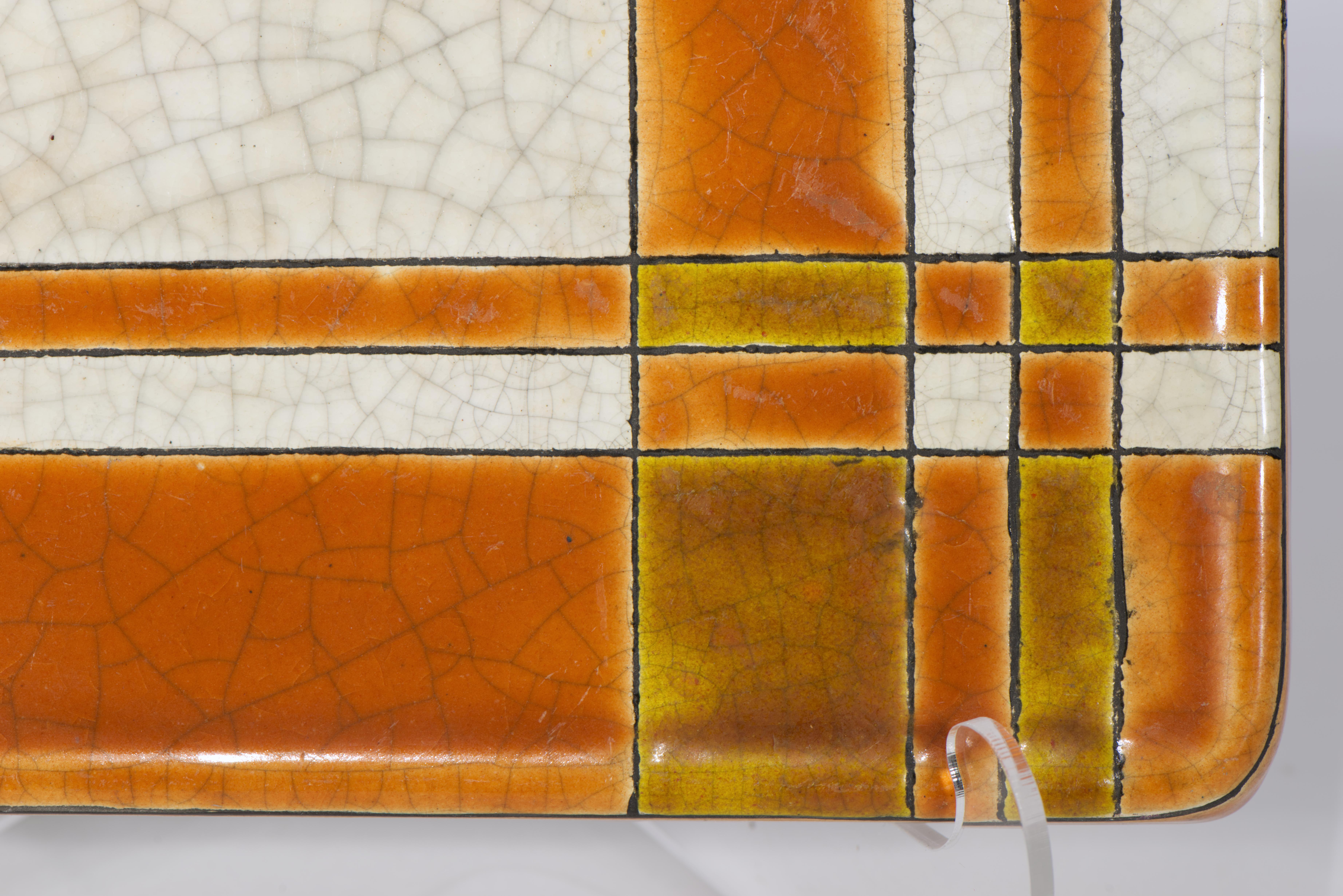 Longwy für Atelier Primavera Keramisches Tablett oder Plakette, Art Deco Frankreich 1920-1936 im Angebot 2