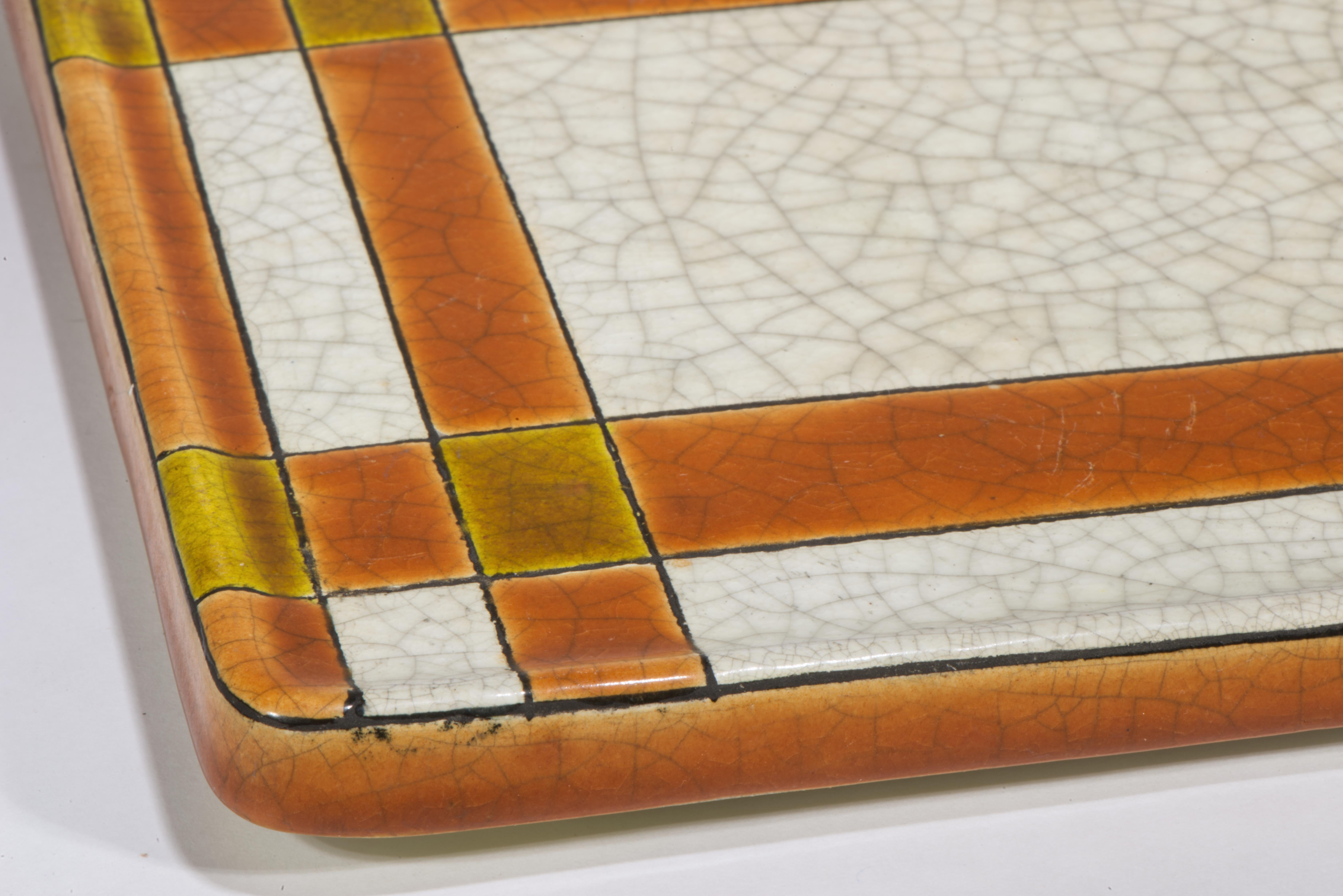 Longwy für Atelier Primavera Keramisches Tablett oder Plakette, Art Deco Frankreich 1920-1936 im Angebot 3