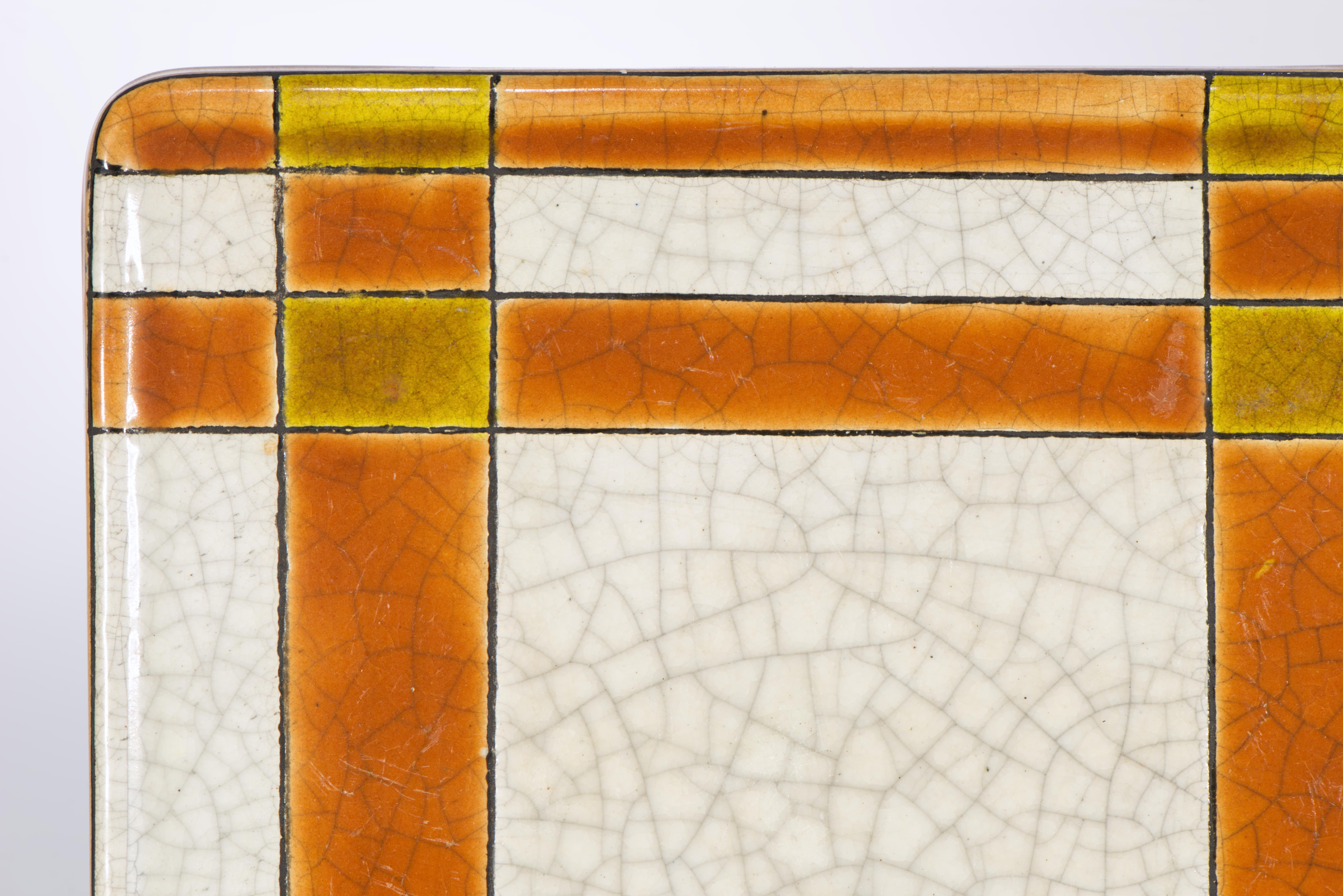 Longwy für Atelier Primavera Keramisches Tablett oder Plakette, Art Deco Frankreich 1920-1936 (20. Jahrhundert) im Angebot