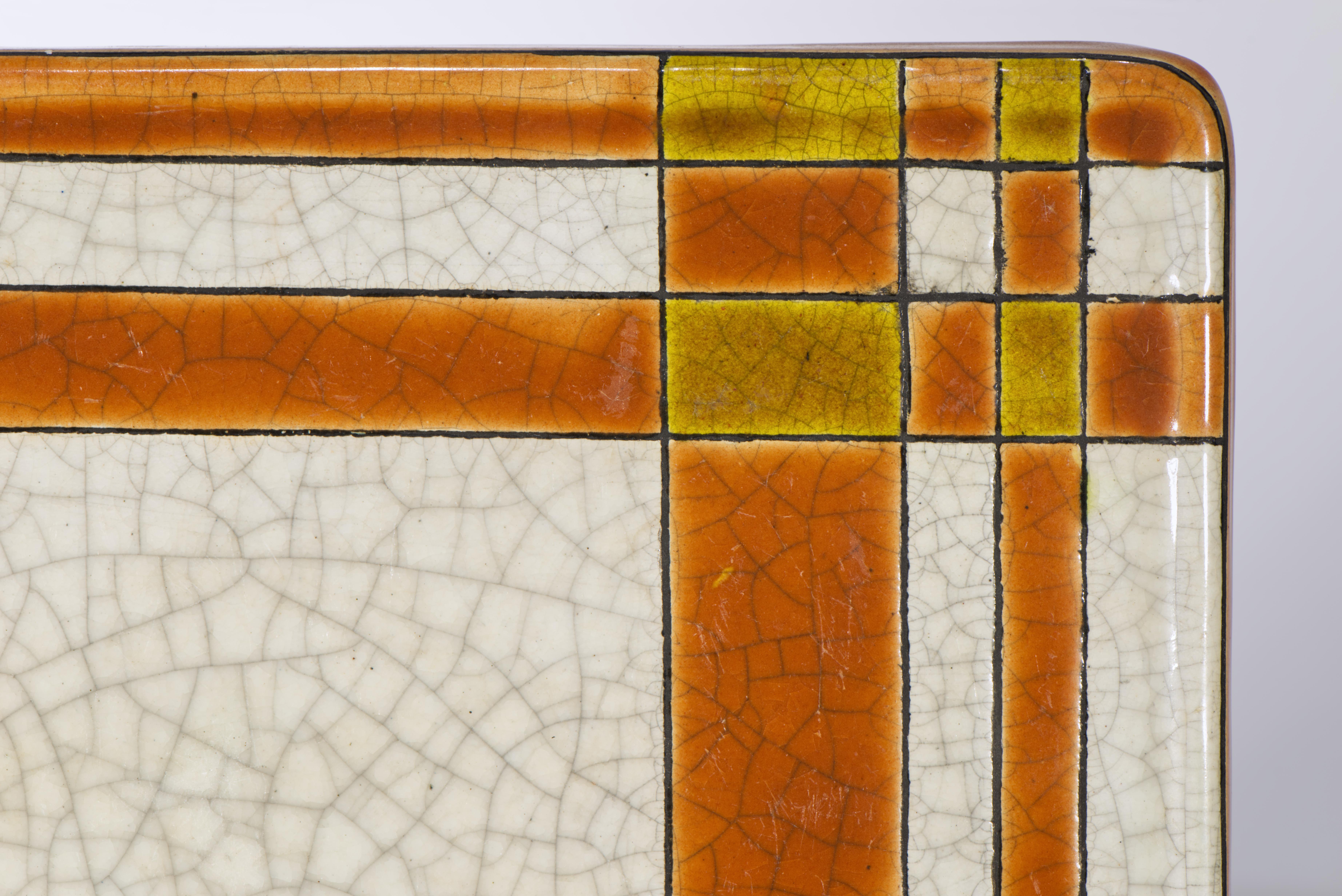 Longwy für Atelier Primavera Keramisches Tablett oder Plakette, Art Deco Frankreich 1920-1936 (Keramik) im Angebot