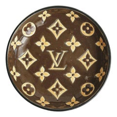 Longwy for Louis Vuitton Logo Enameled Glazed Porcelain Bowl Mid-Century Modern
