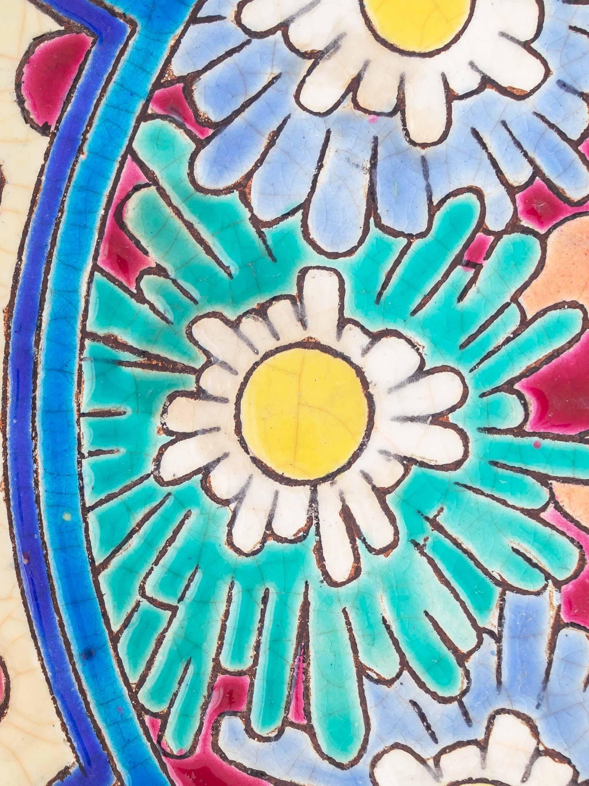 Longwy France Art Deco Cloisonné-Emaille-Schale mit Gänseblümchen, 1930 (Mitte des 20. Jahrhunderts) im Angebot