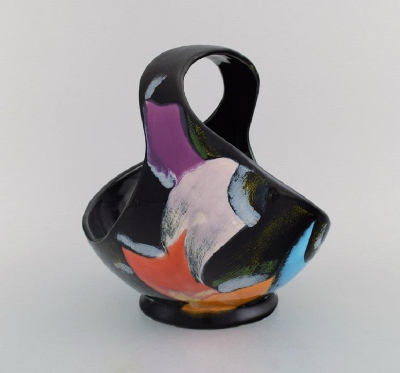Mid-Century moderno Longwy, Francia, Cestino Equinoxe in ceramica smaltata, metà del XX secolo in vendita