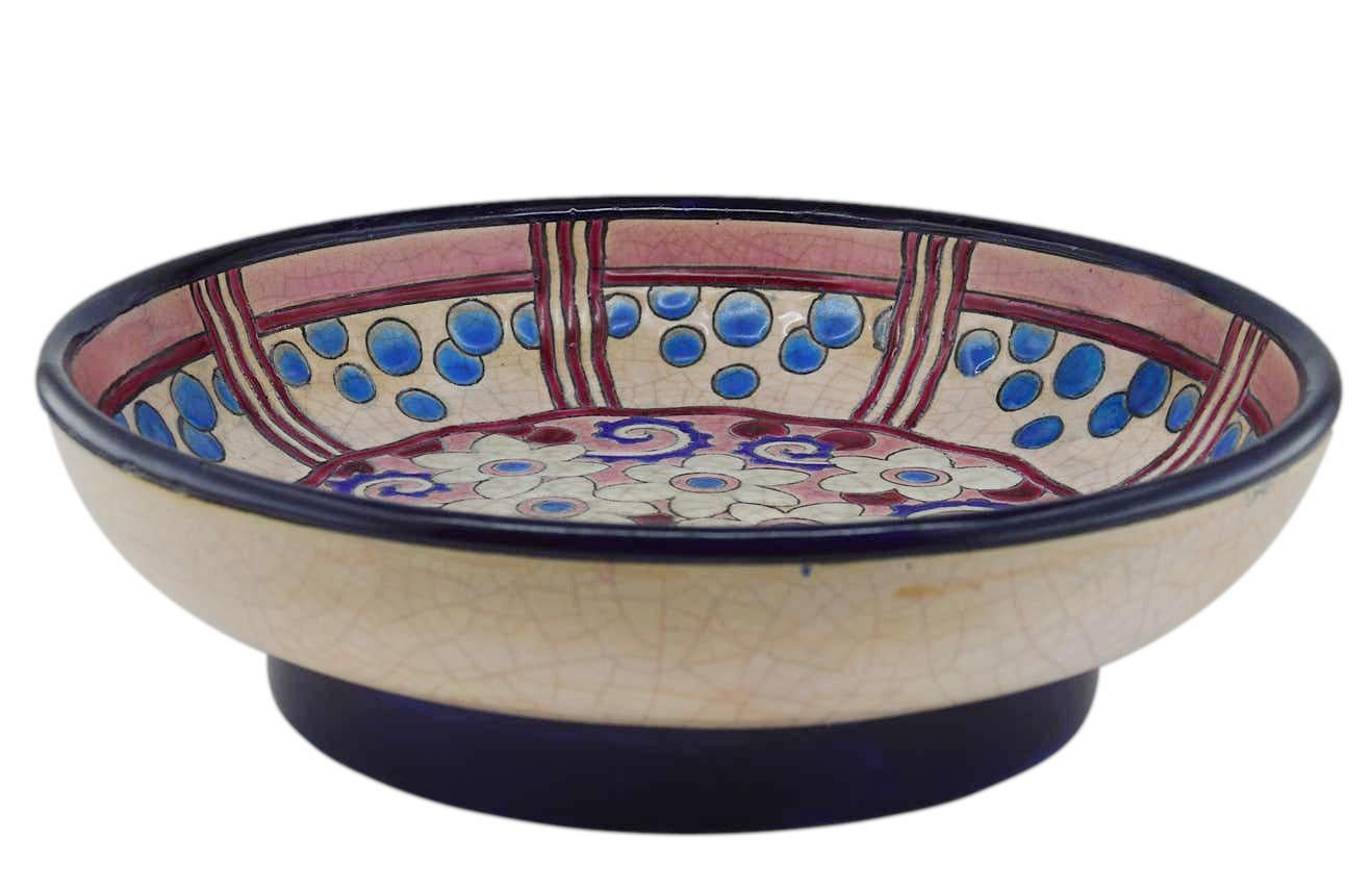 Mid-20th Century Longwy French Art Deco Ceramic Bowl, 1935 For Sale