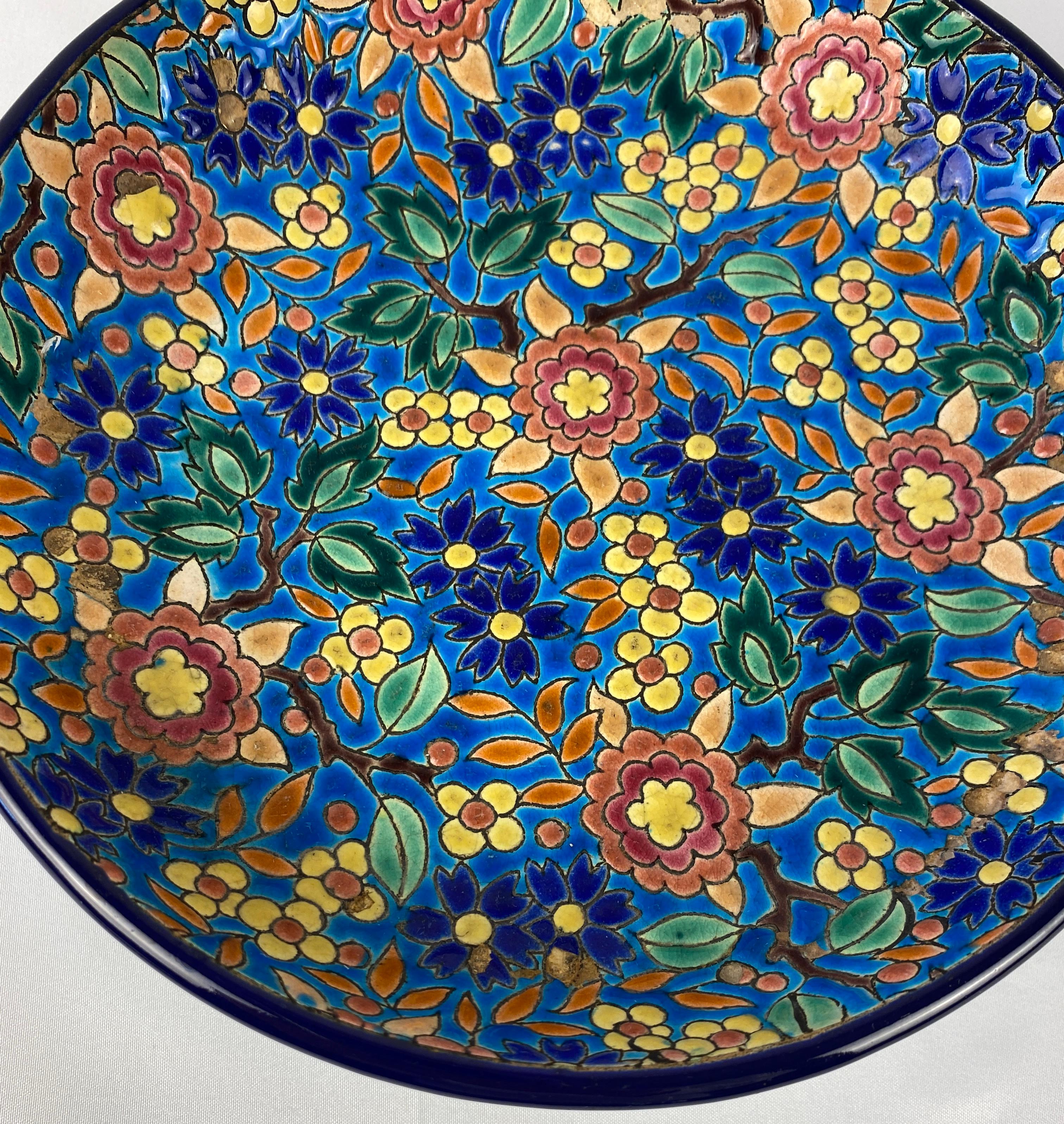 Longwy French Art Deco Ceramic Bowl In Good Condition For Sale In Miami, FL