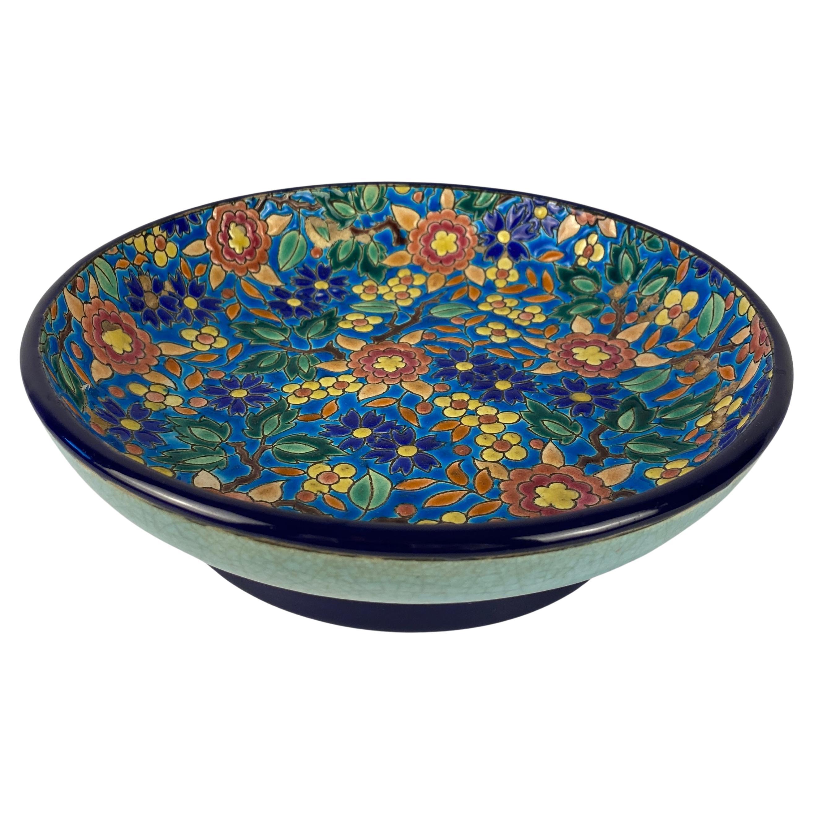 Longwy French Art Deco Ceramic Bowl For Sale