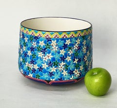 Longwy French Art Deco Cloisonné Enamel Faience Cachepot Jardinière, circa 1930s