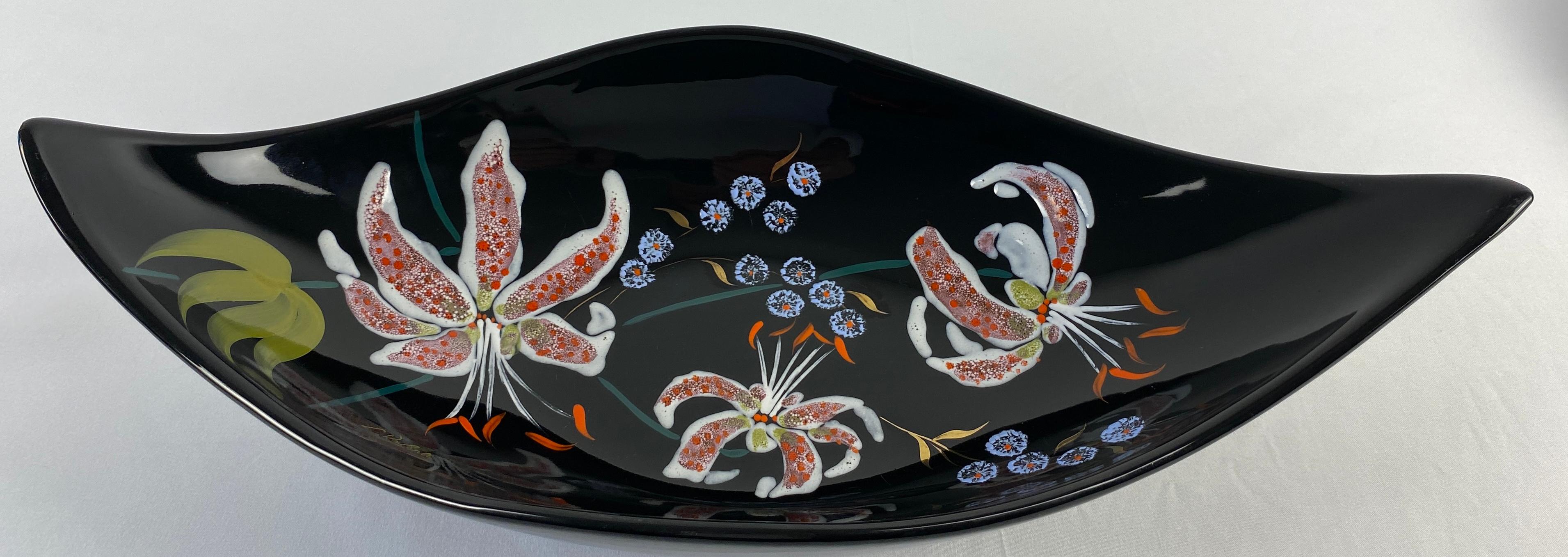 Mid-Century Modern Longwy French Mid-Century Glazed Ceramic Bowl For Sale