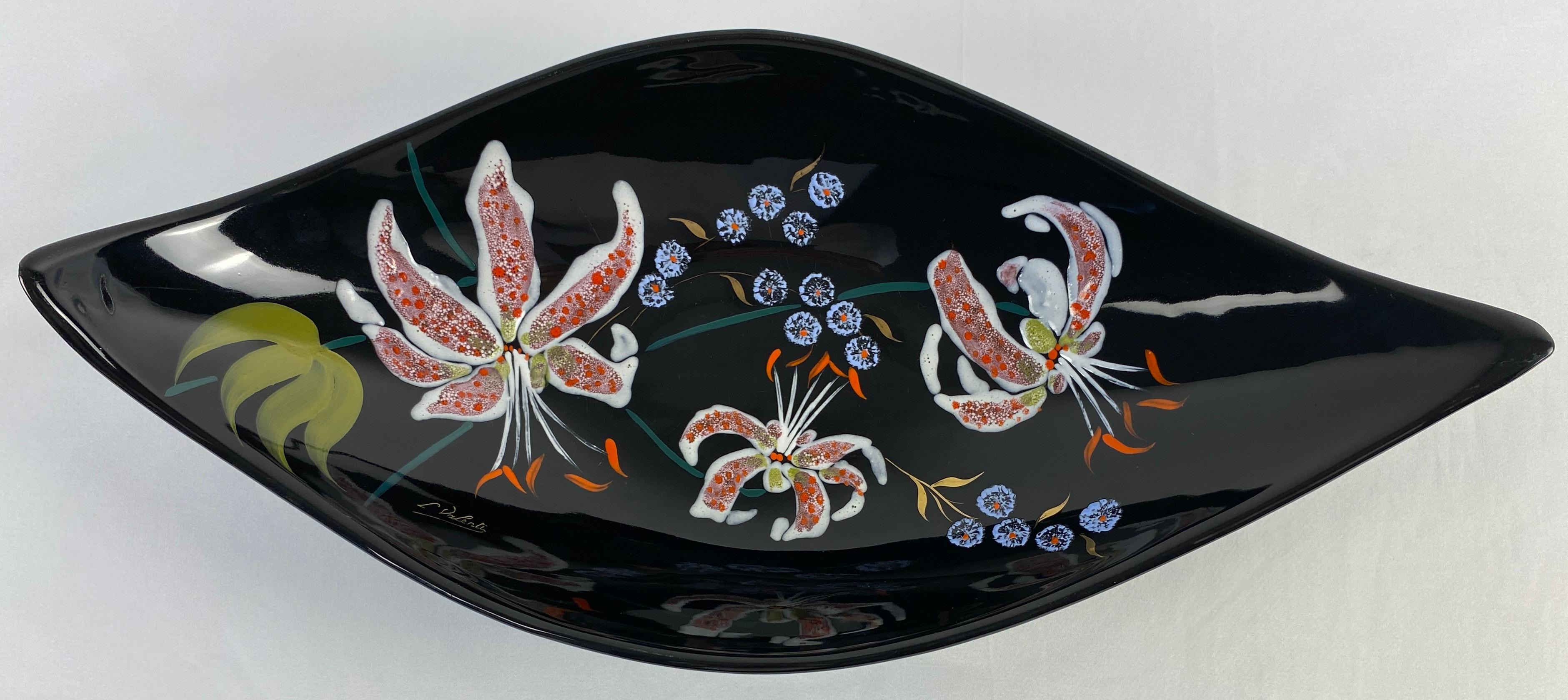 Hand-Painted Longwy French Mid-Century Glazed Ceramic Bowl For Sale