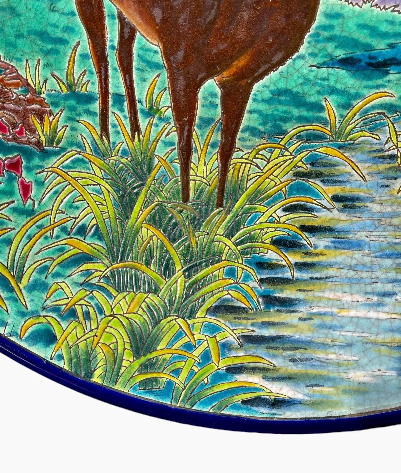 20th Century LONGWY - Large Earthenware Dish  For Sale