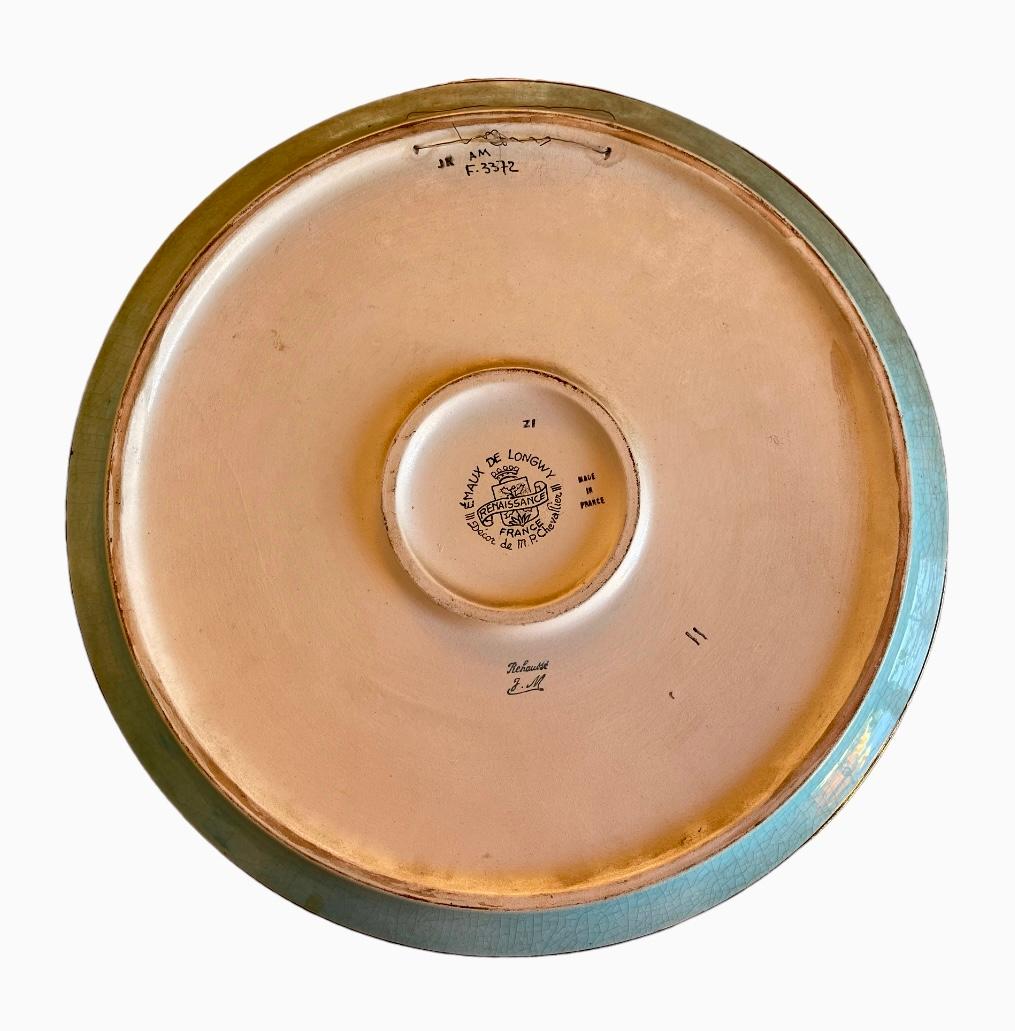 Ceramic Longwy - Large Renaissance Model Dish For Sale