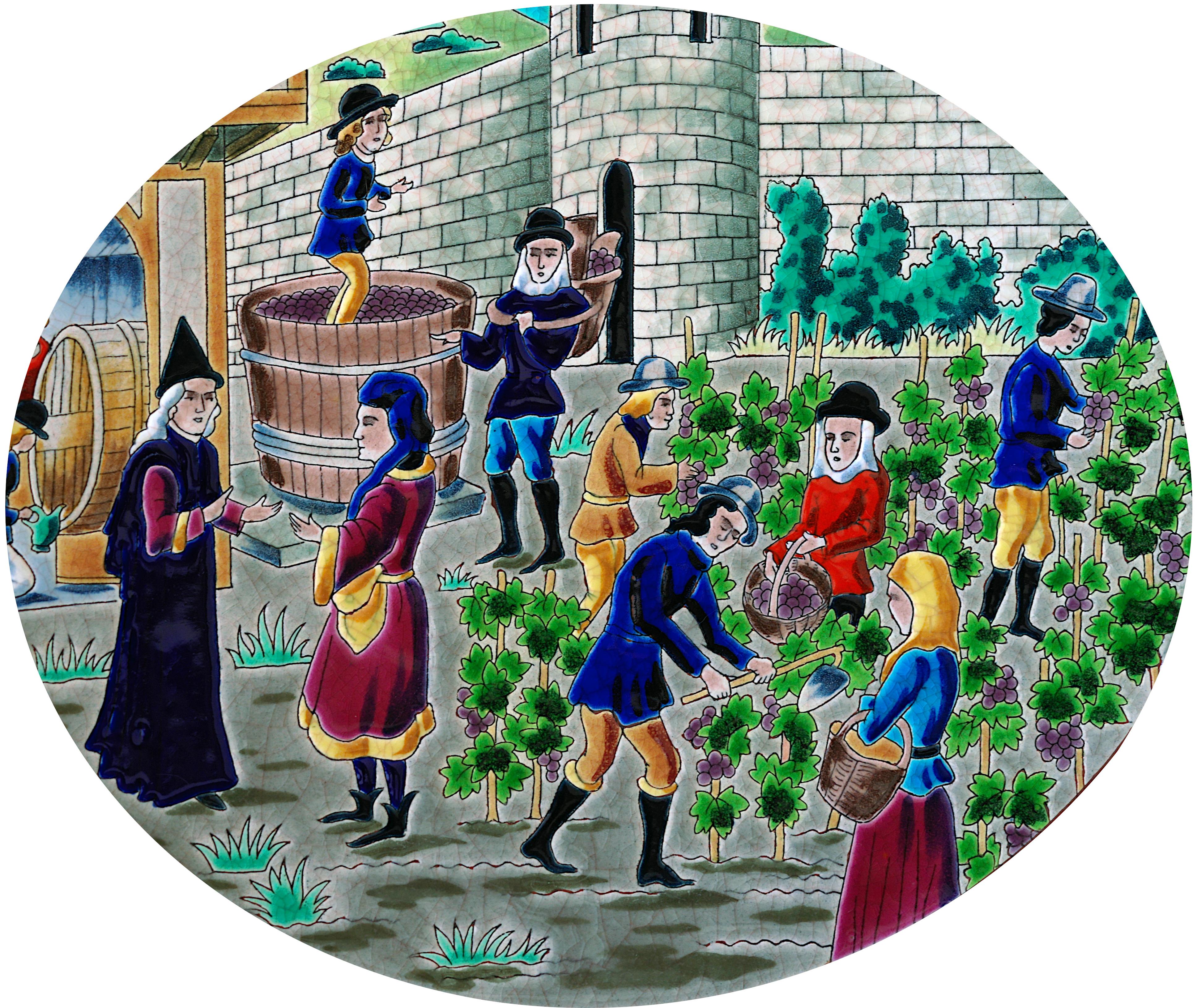 Mid-Century Modern Plat mural en céramique émaillée Longwy du milieu du siècle, édition limitée rare, années 1950 en vente