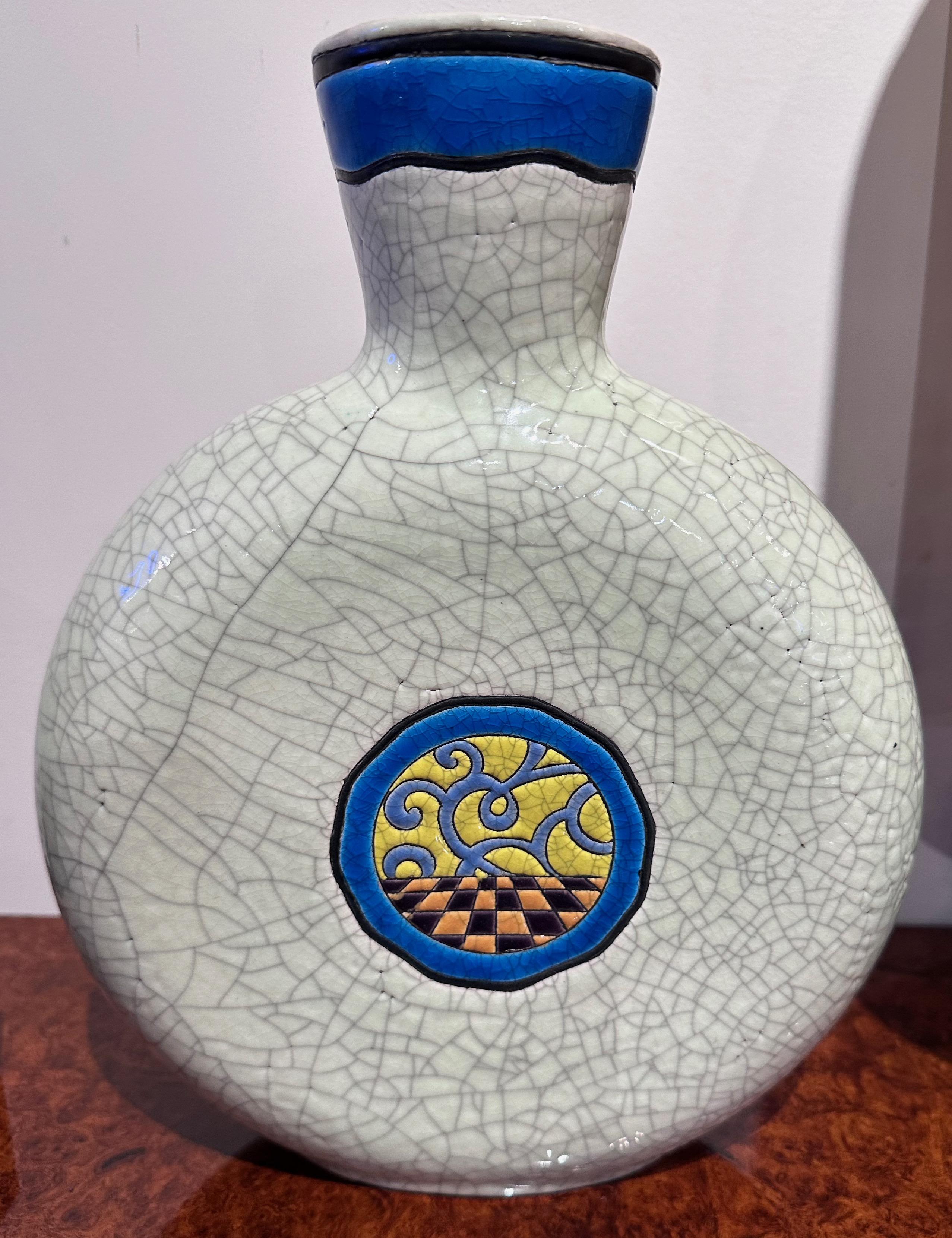 Céramique Vase Art Déco africain Primavera Longwy rare en vente