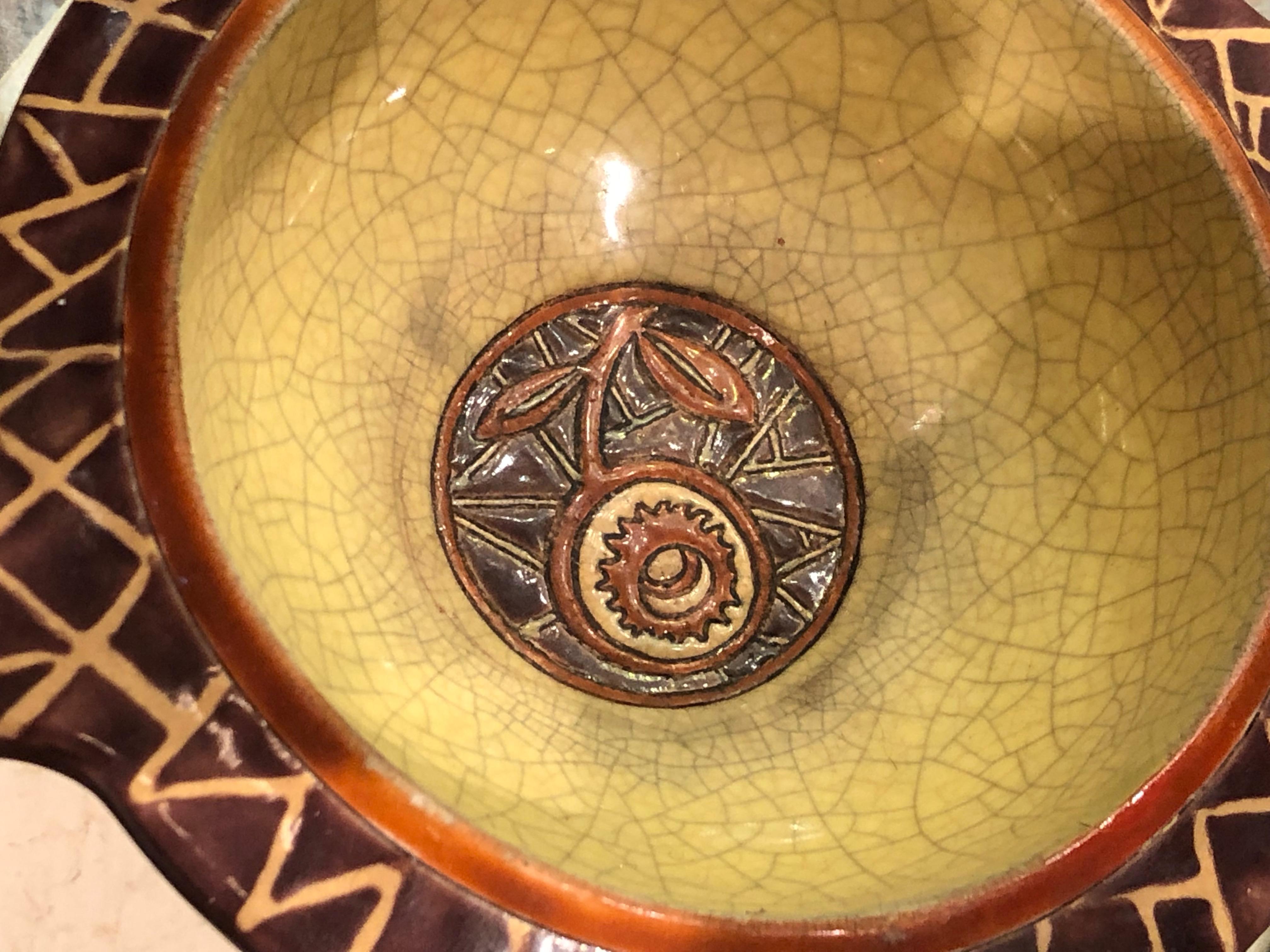 French Longwy Primavera Cloisonné Ceramic Dish Art Deco