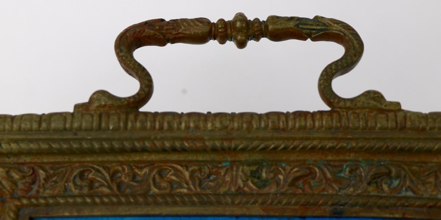 Longwy Tile in Cast Bronze Frame For Sale 3