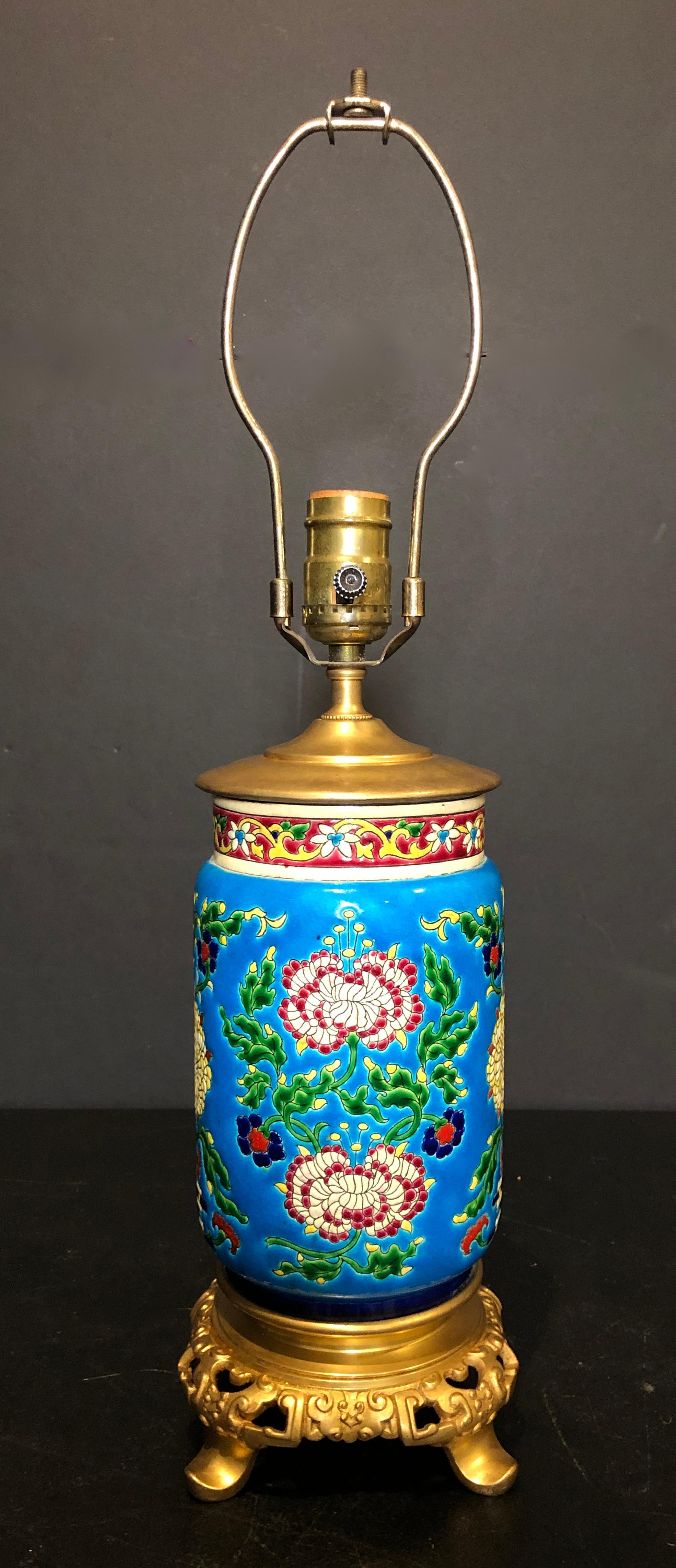 19th Century Longwy Urn Mounted as Lamp