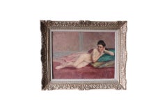 Antique French nudo donna donna sdraiata nuda pittura ad olio