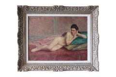 Antique naked woman French female reclining nude oil painting